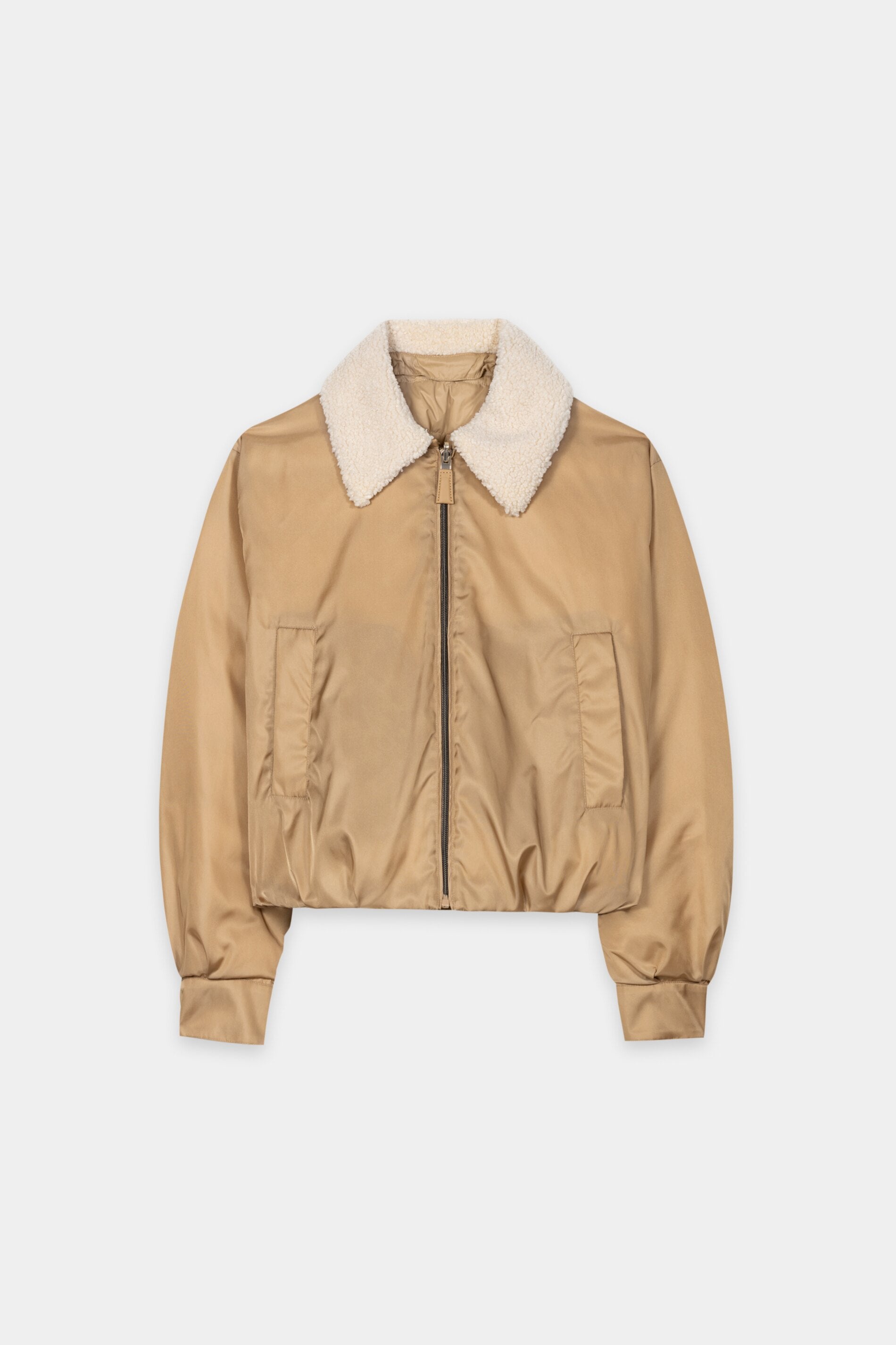 Outdoor-Daunenblouson - golden camel - mit Pelzkragen | Artikel Front