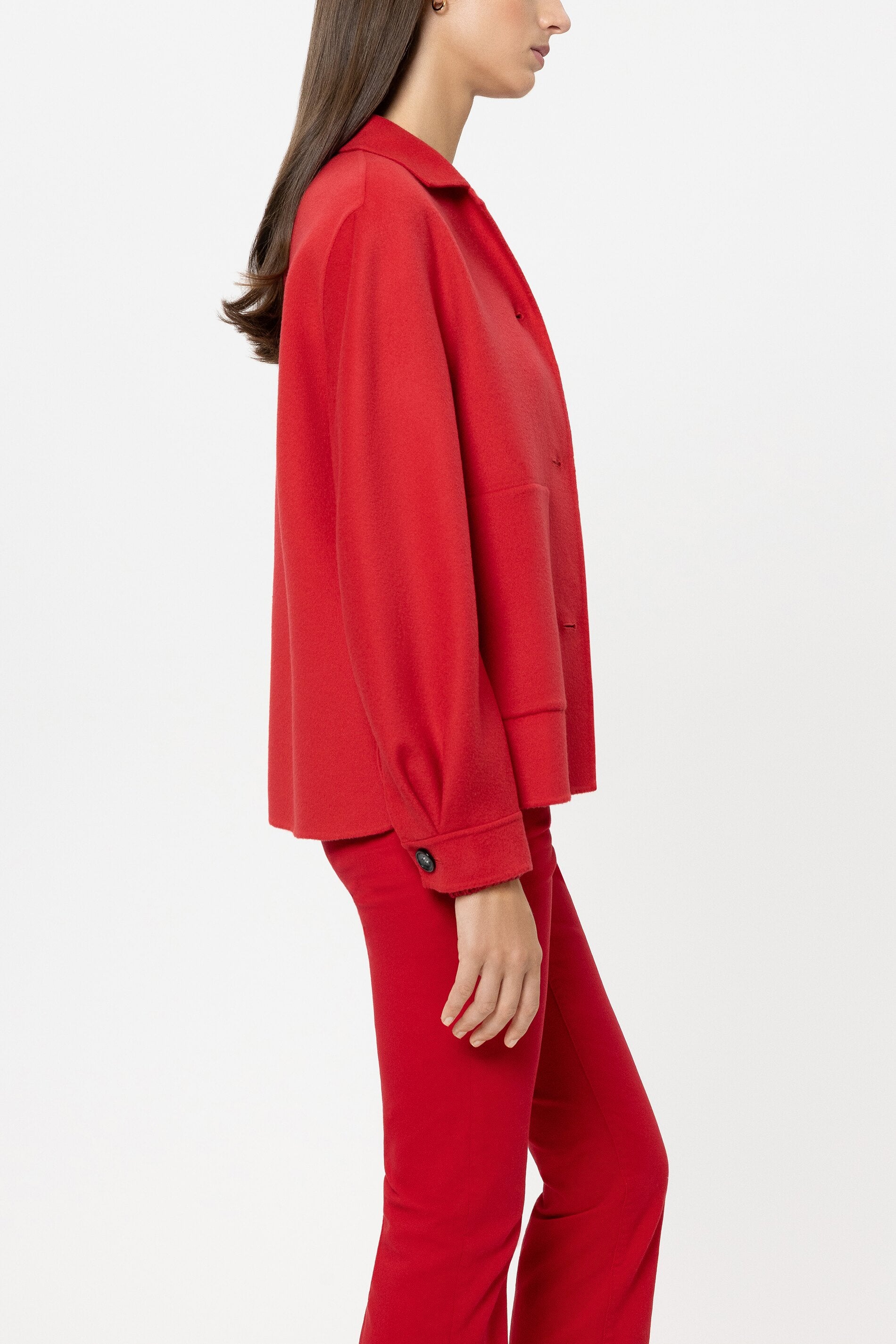 Doubleface-Hemdjacke - cherry red - Standard | Model Seite