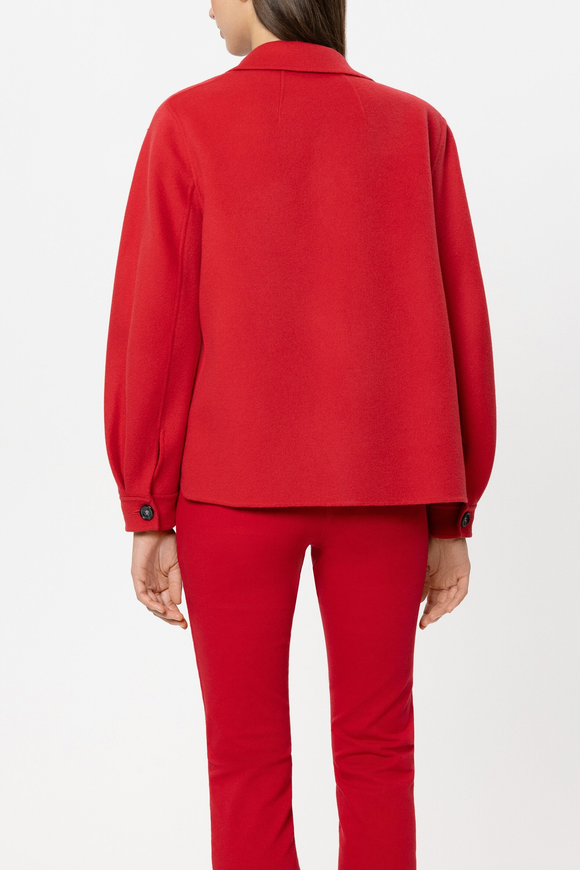 Doubleface-Hemdjacke - cherry red - Standard | Model Rück