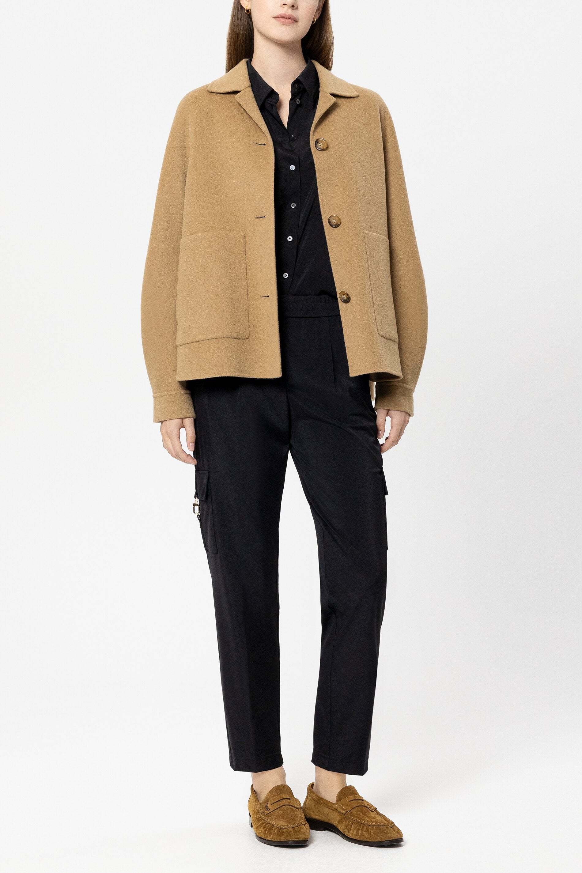 Doubleface-Hemdjacke - golden camel - Standard | Model Front