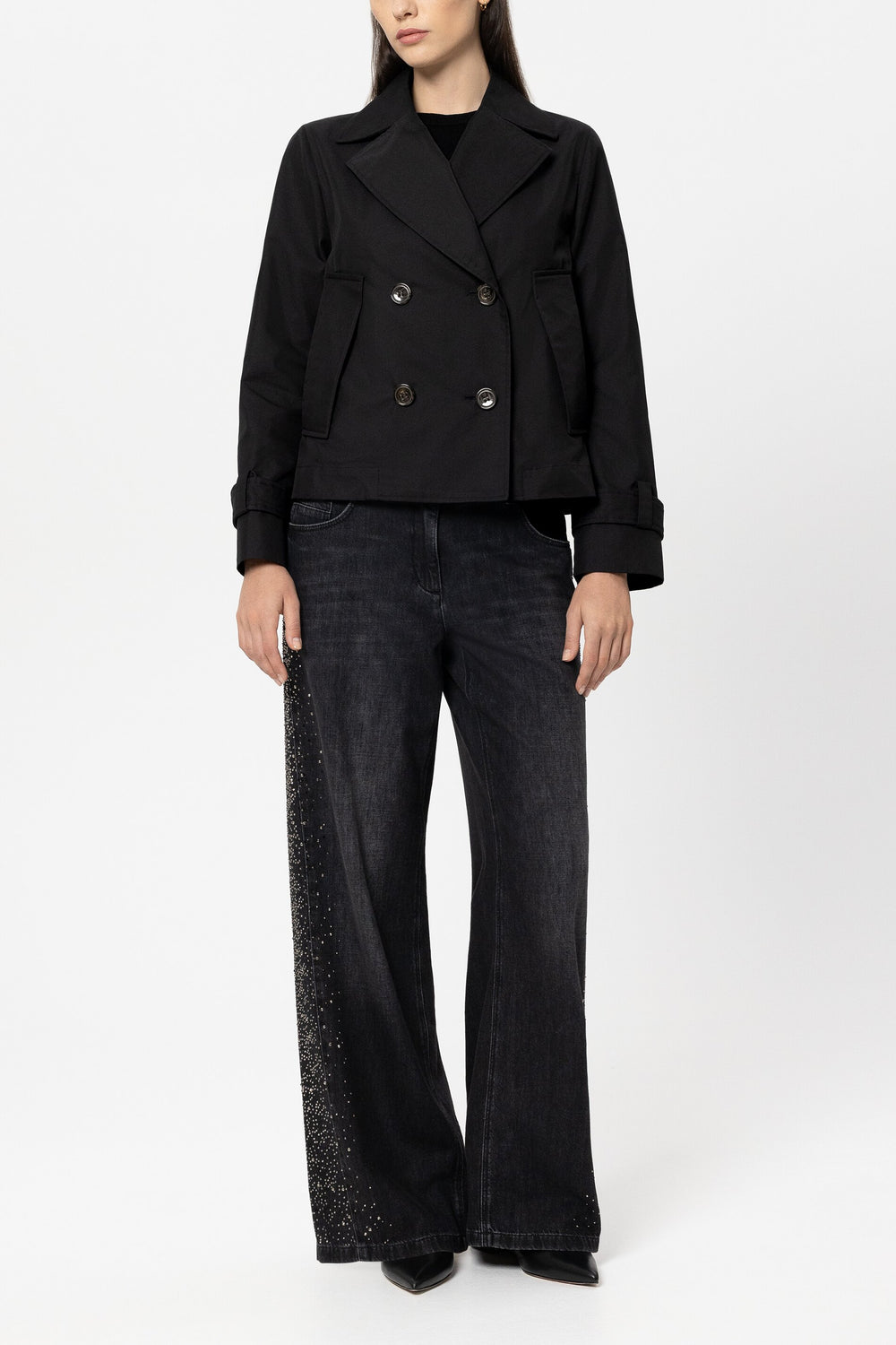 Gabardine trench jacket - pure black - Standard