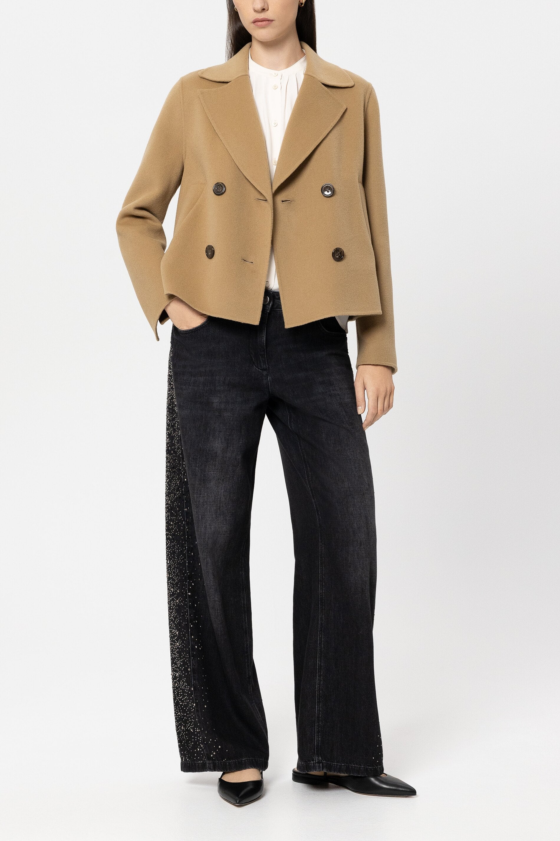 Doubleface-Cabanjacke - golden camel - Standard | Model Front