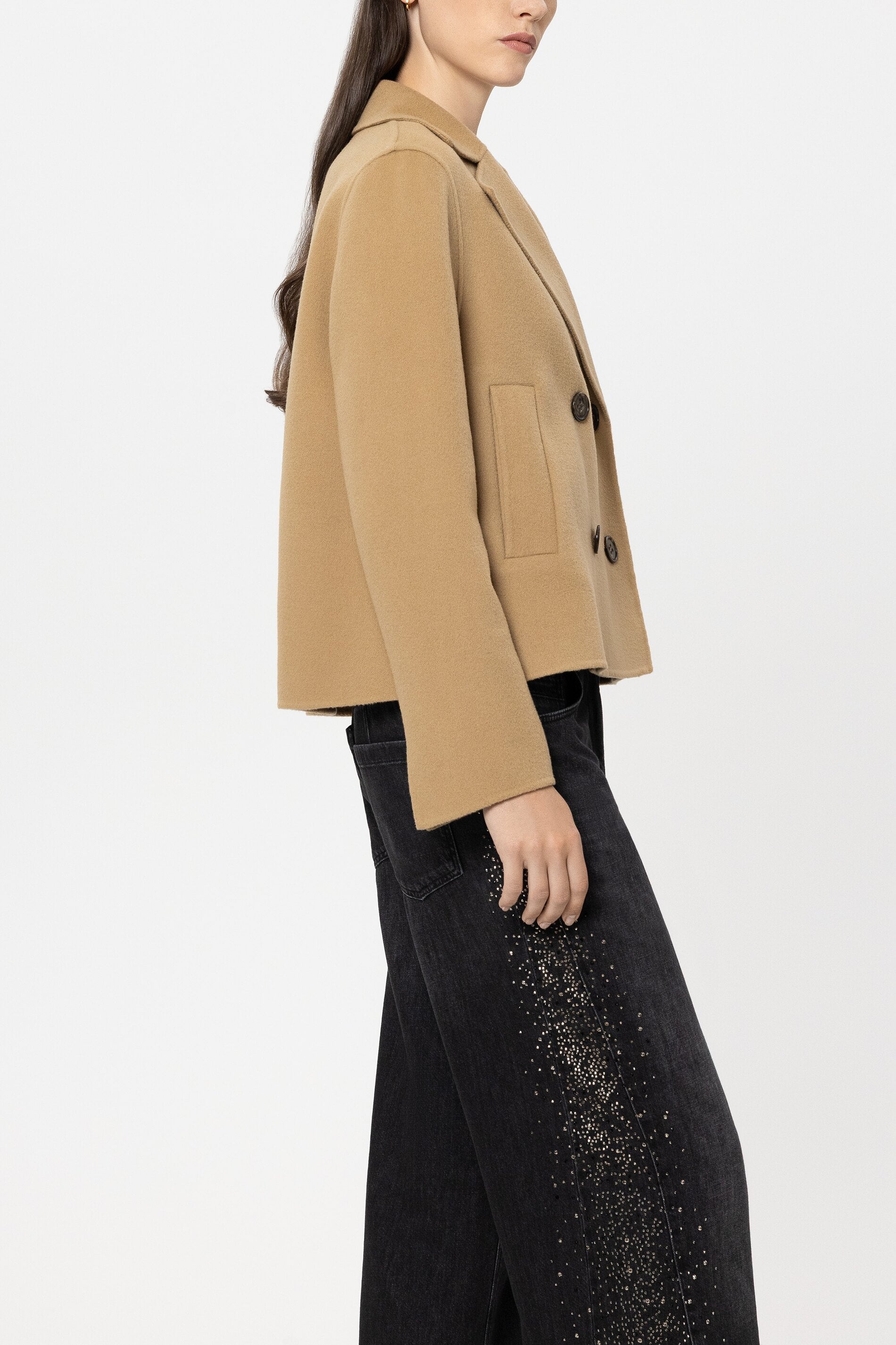 Doubleface-Cabanjacke - golden camel - Standard | Model Seite