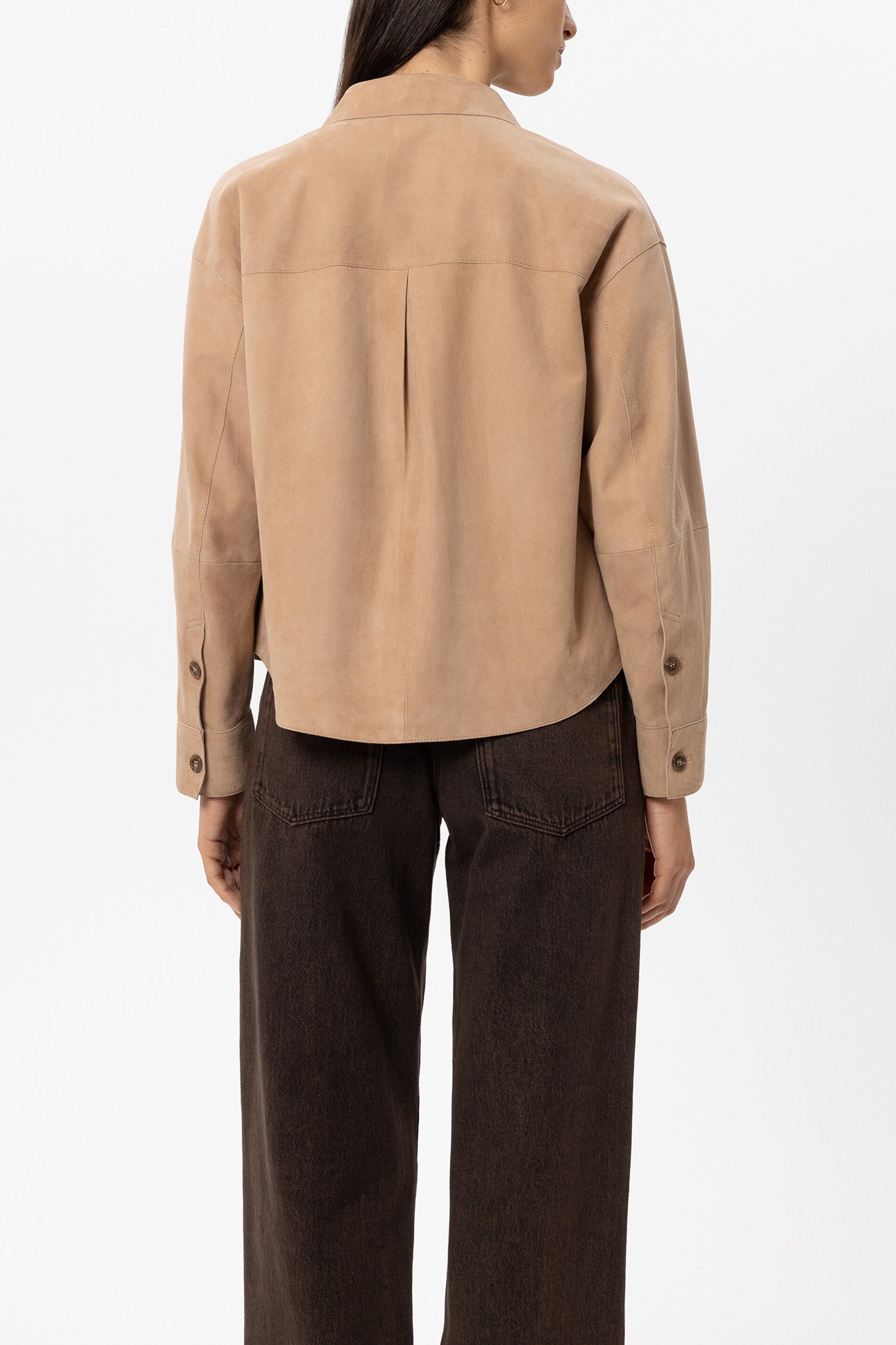 Veloursleder-Hemdjacke - nude - Standard | Model Rück