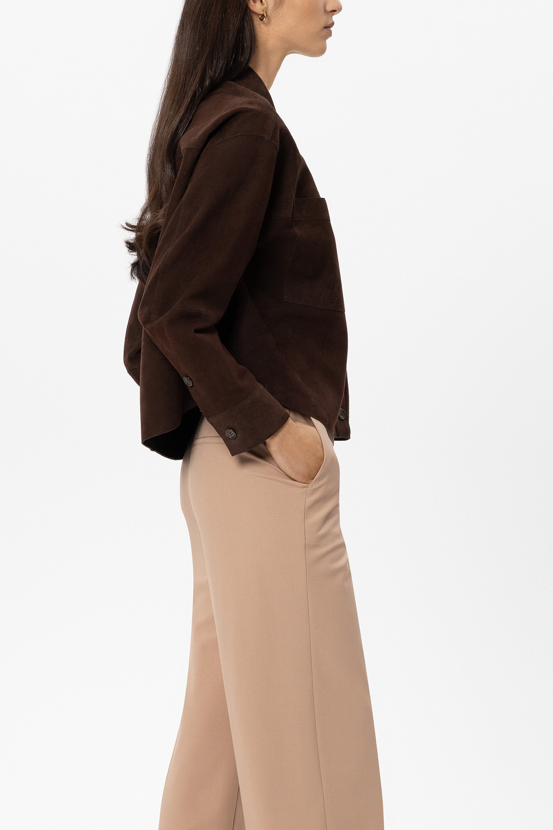 Veloursleder-Hemdjacke - marone - Standard | Model Seite