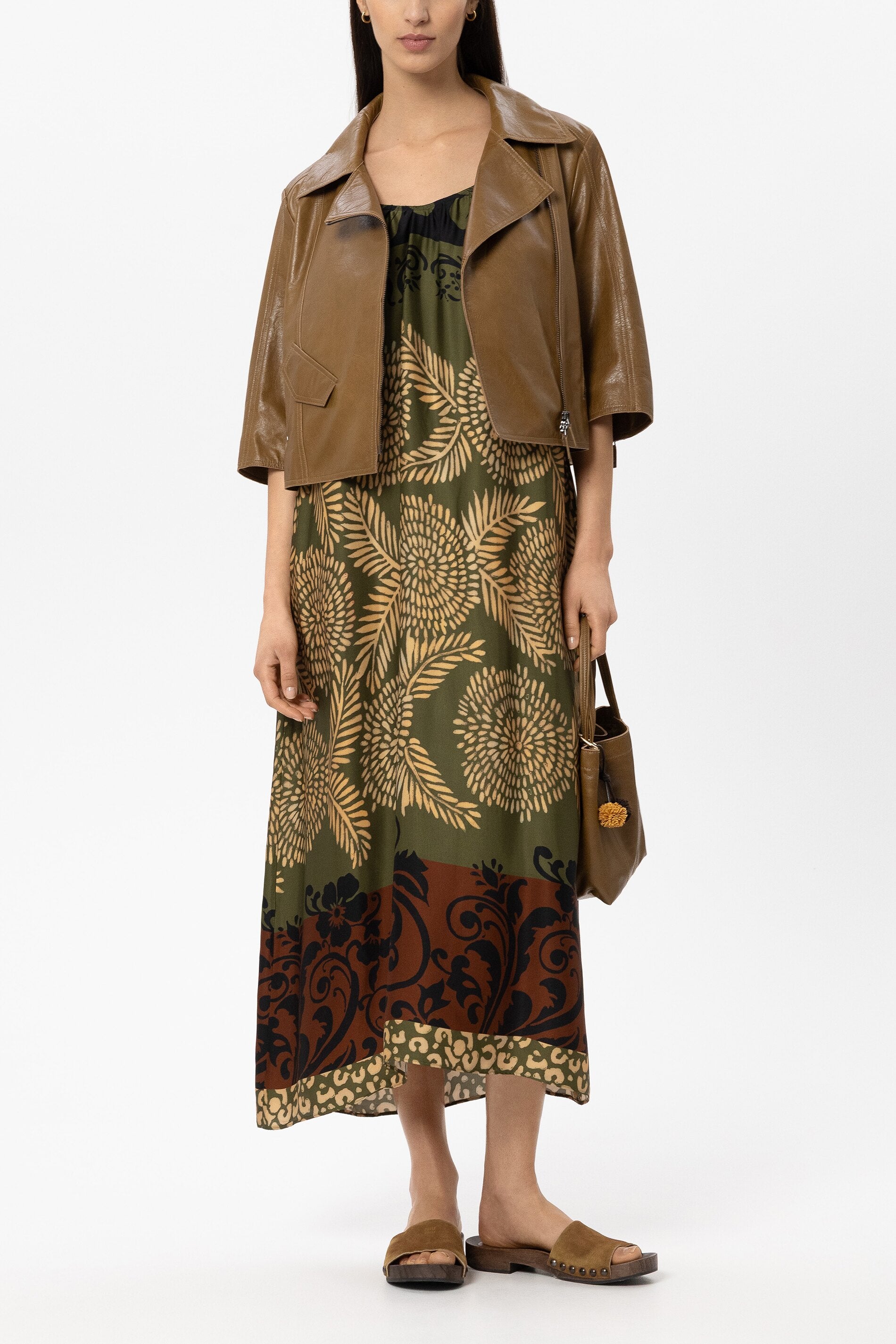 Lammnappa-Lederjacke - olio - Standard | Model Front