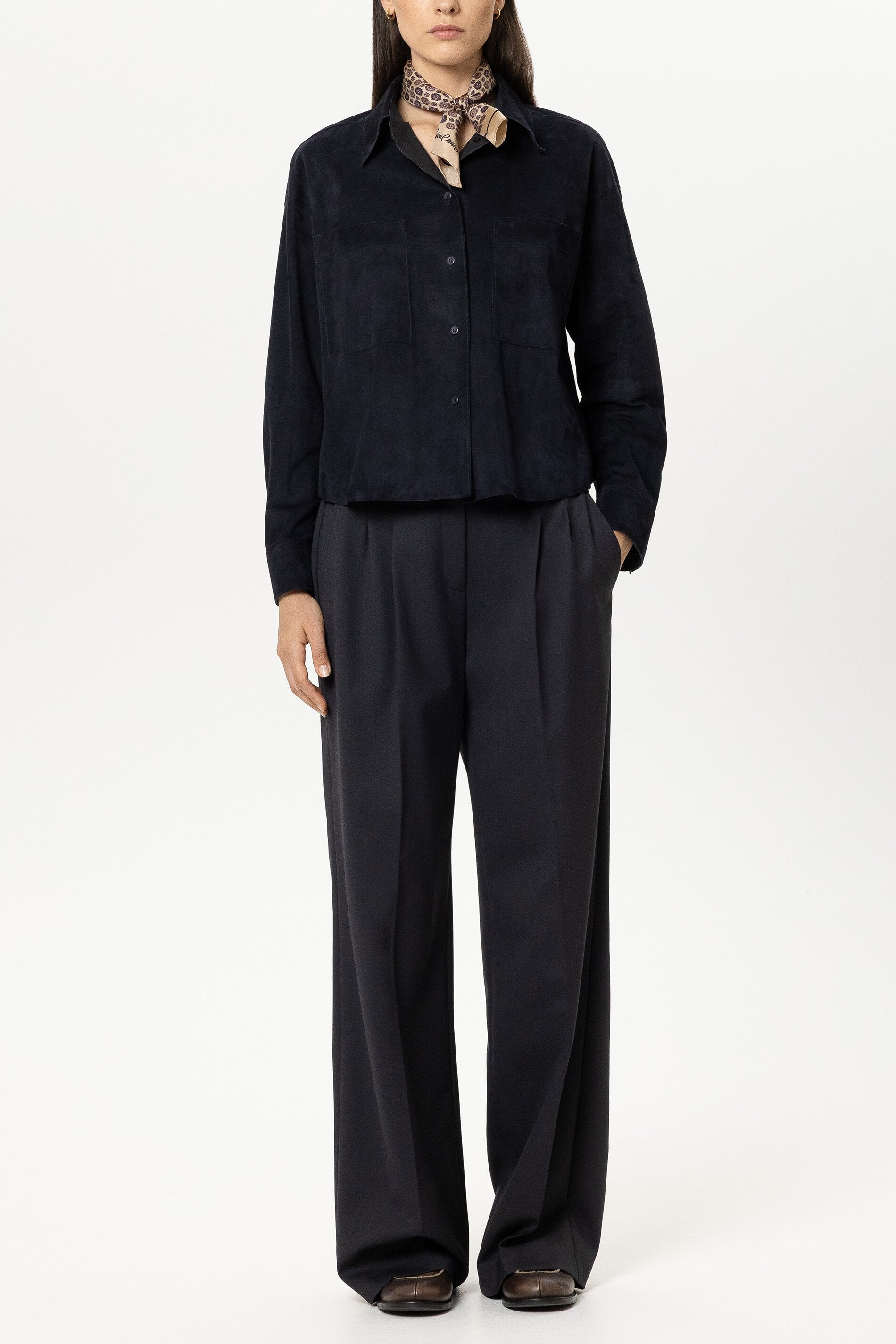 Veloursleder-Hemdjacke - winter navy - Standard | Model Front