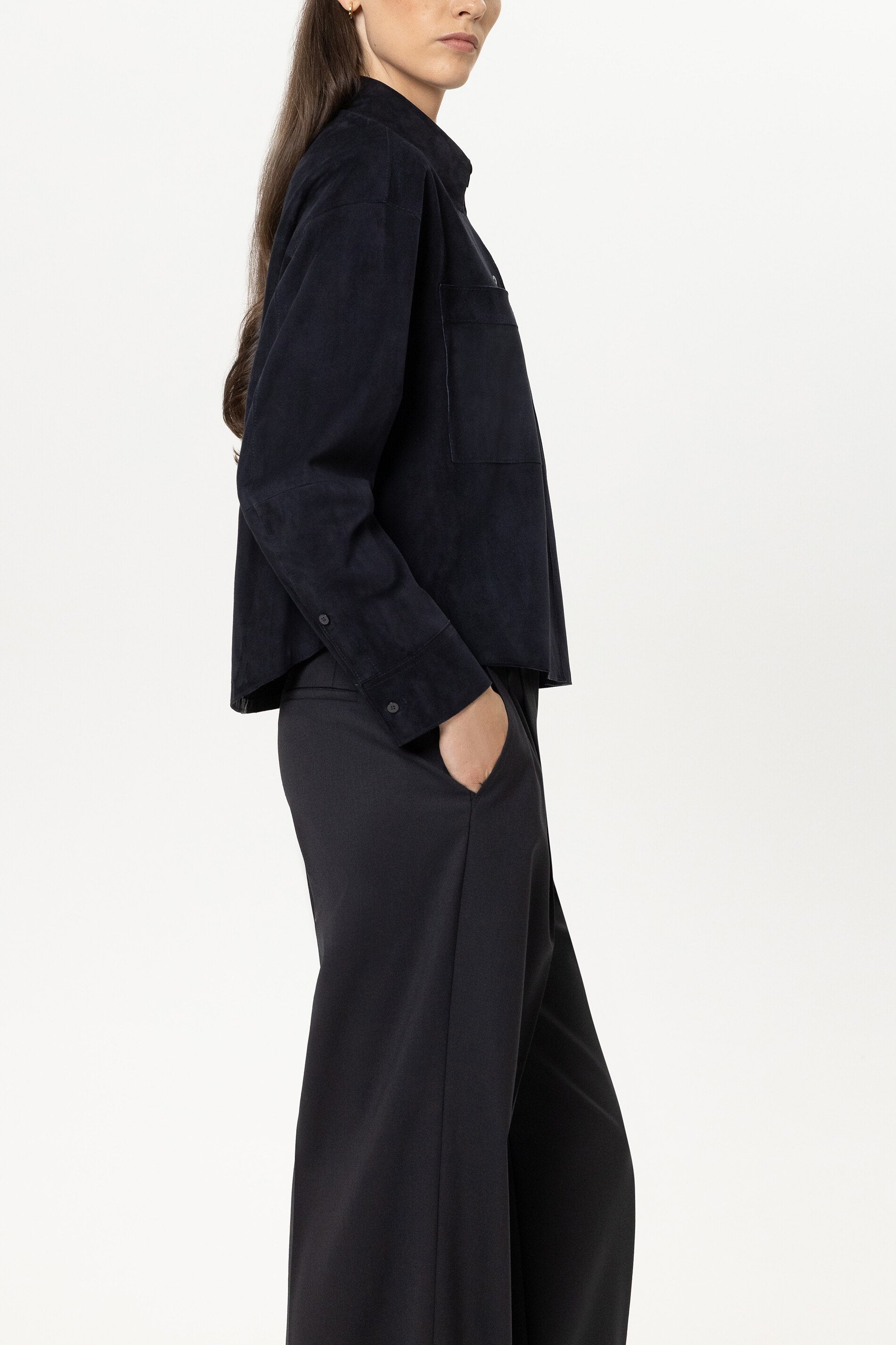 Veloursleder-Hemdjacke - winter navy - Standard | Model Seite