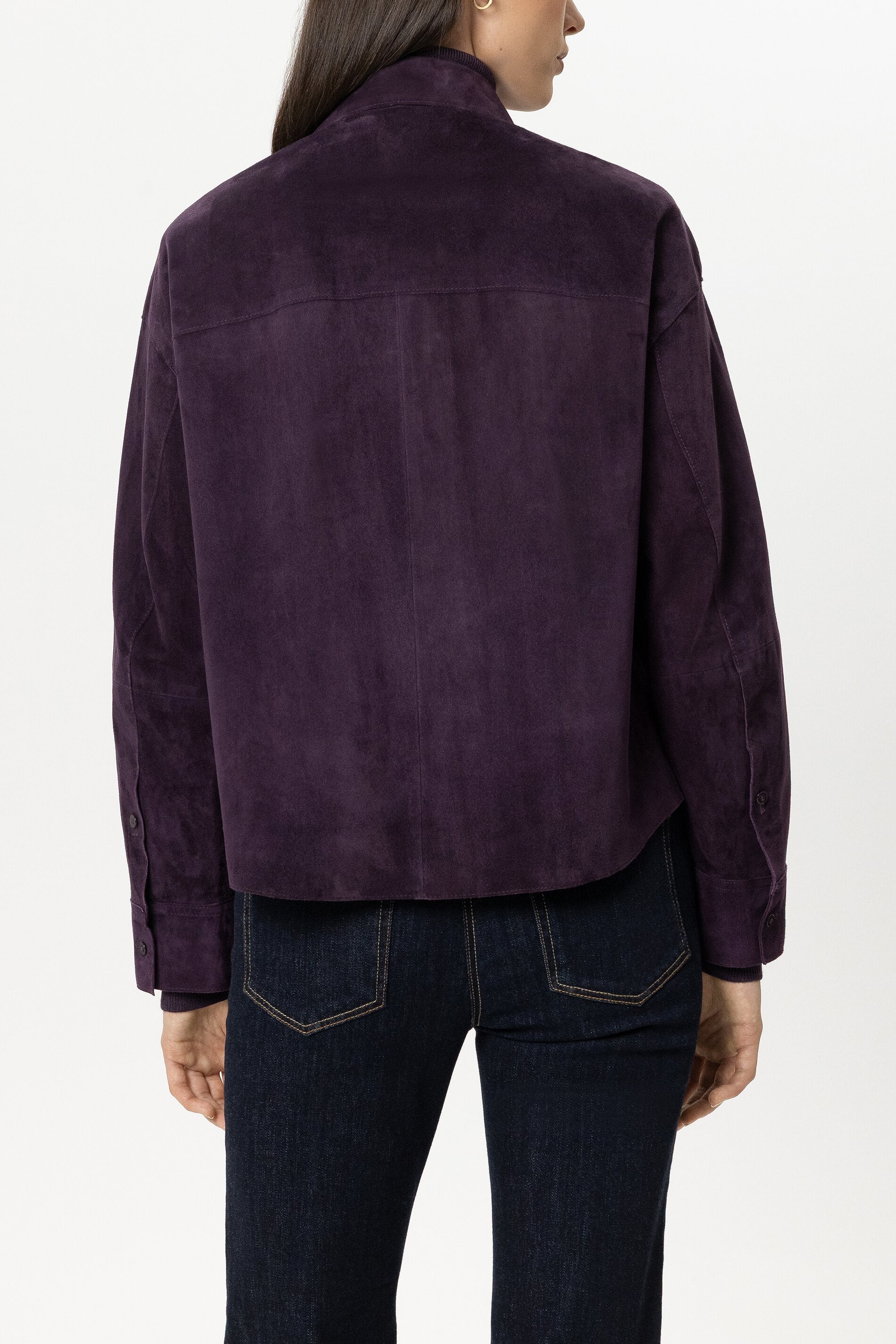Veloursleder-Hemdjacke - plum - Standard | Model Rück