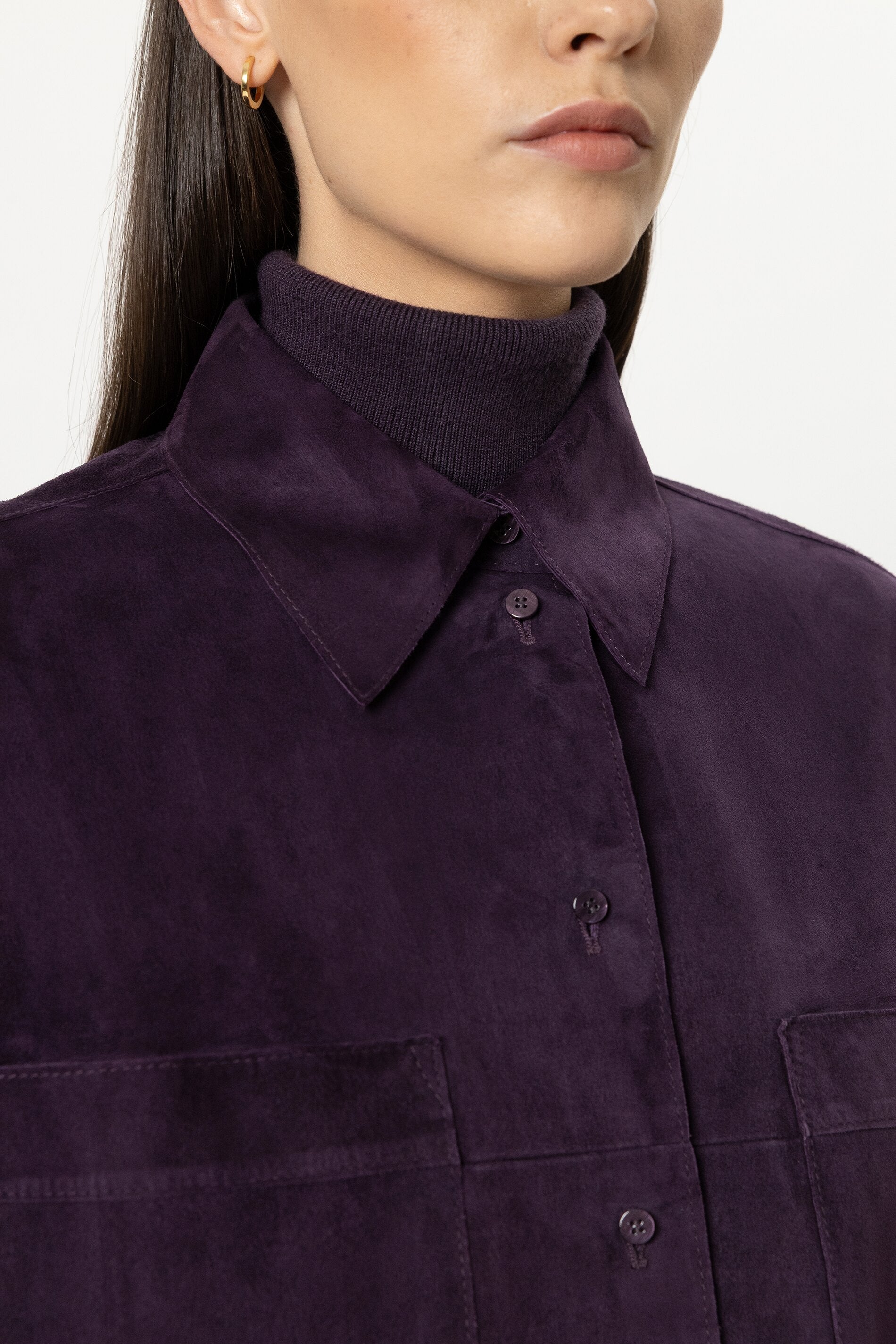 Veloursleder-Hemdjacke - plum - Standard | Model Detail