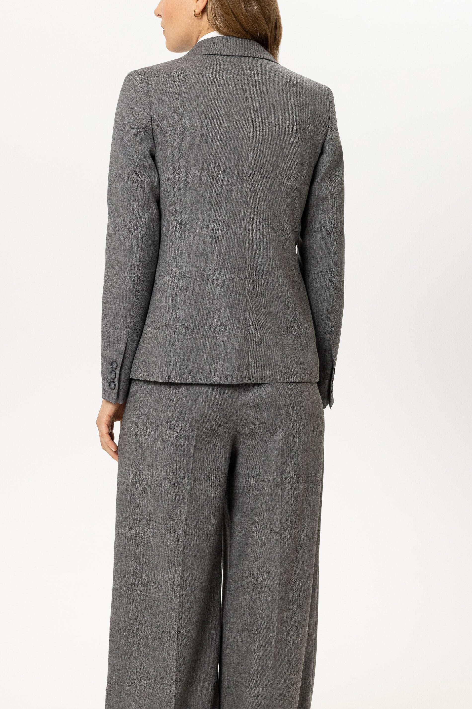 Ein-Knopf-Blazer aus Woll-Mix - heather grey - Standard | Model Rück