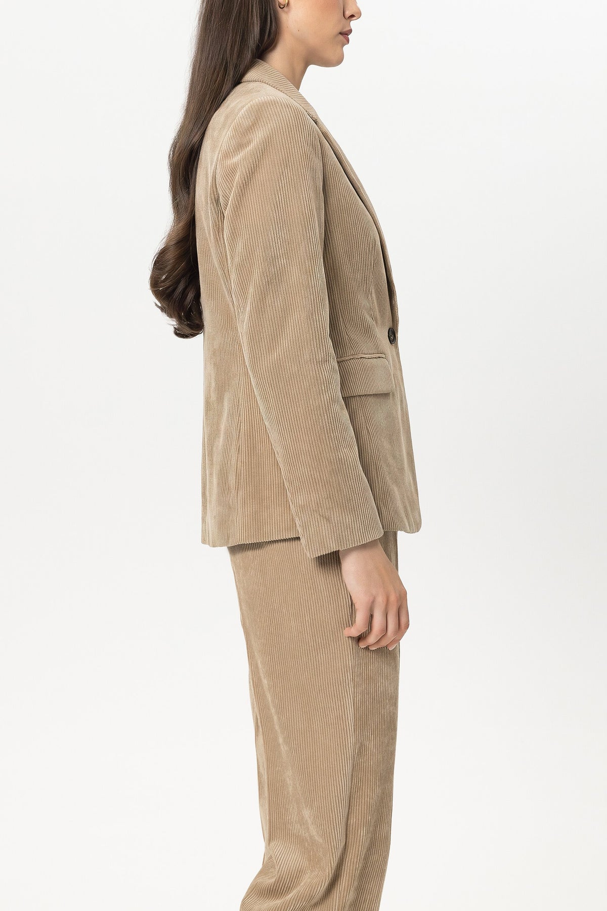 Cord-Ein-Knopf-Blazer - soft caramel - Standard | Model Seite