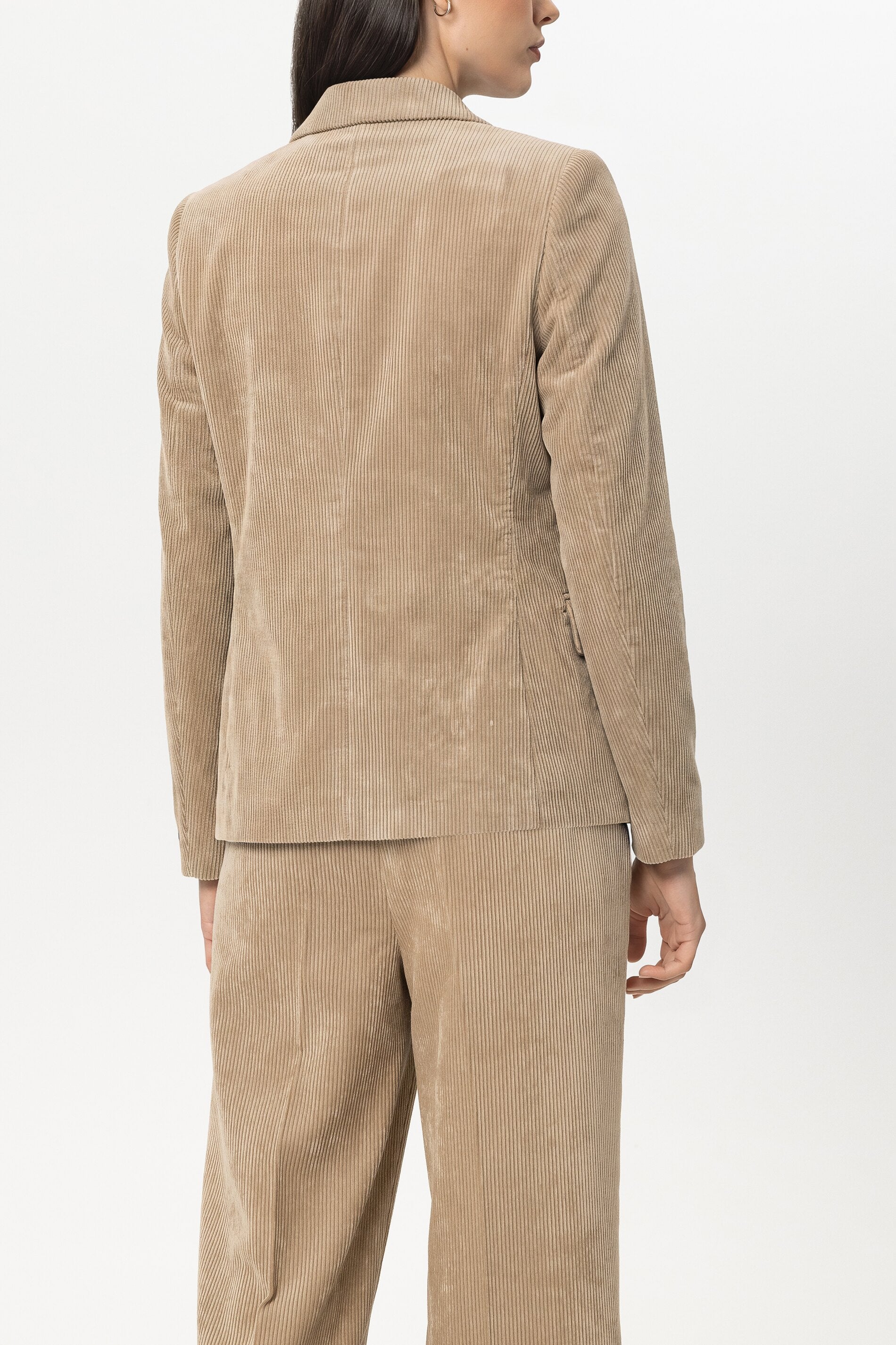 Cord-Ein-Knopf-Blazer - soft caramel - Standard | Model Rück
