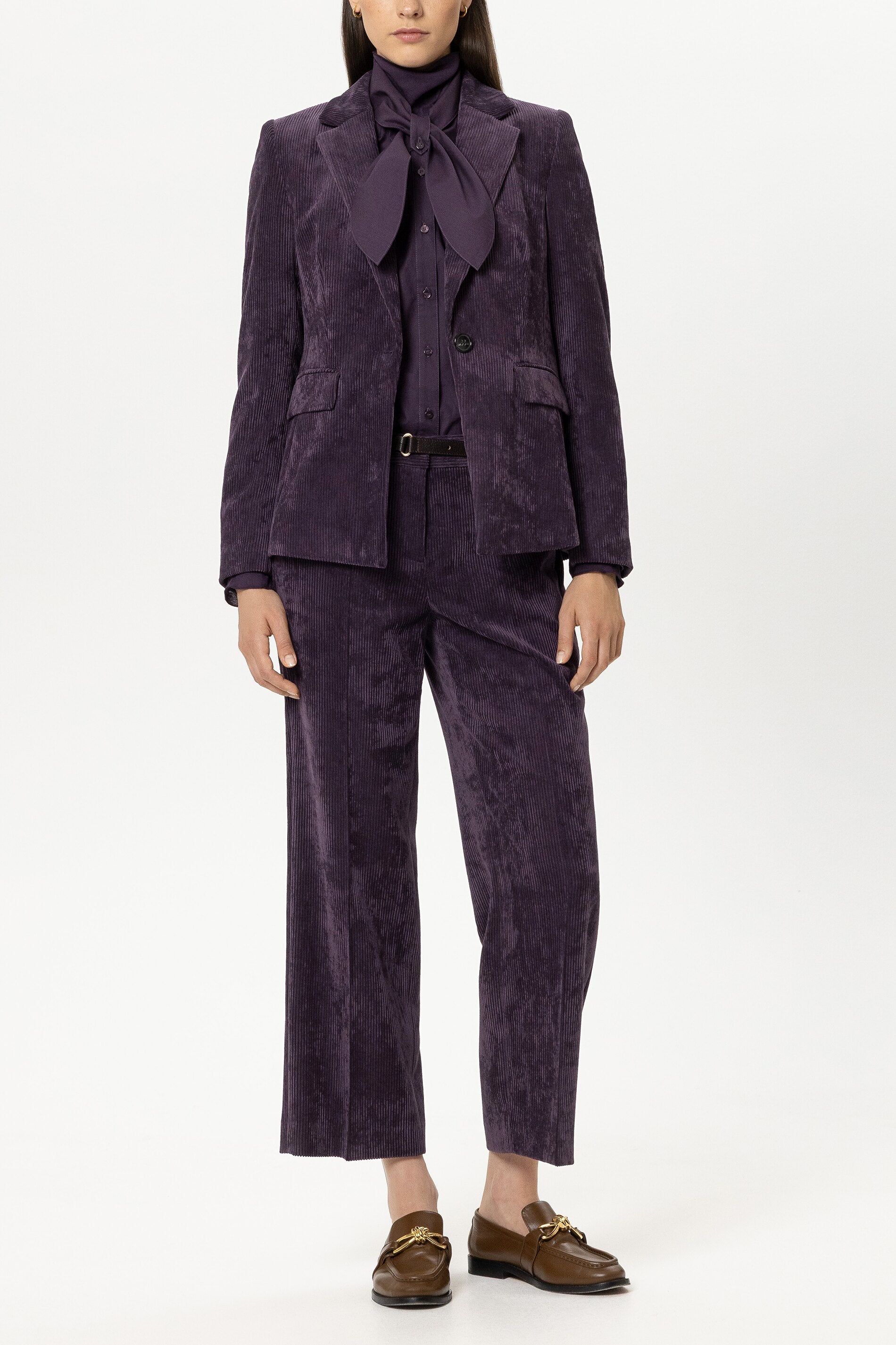 Cord-Ein-Knopf-Blazer - plum - Standard | Model Front
