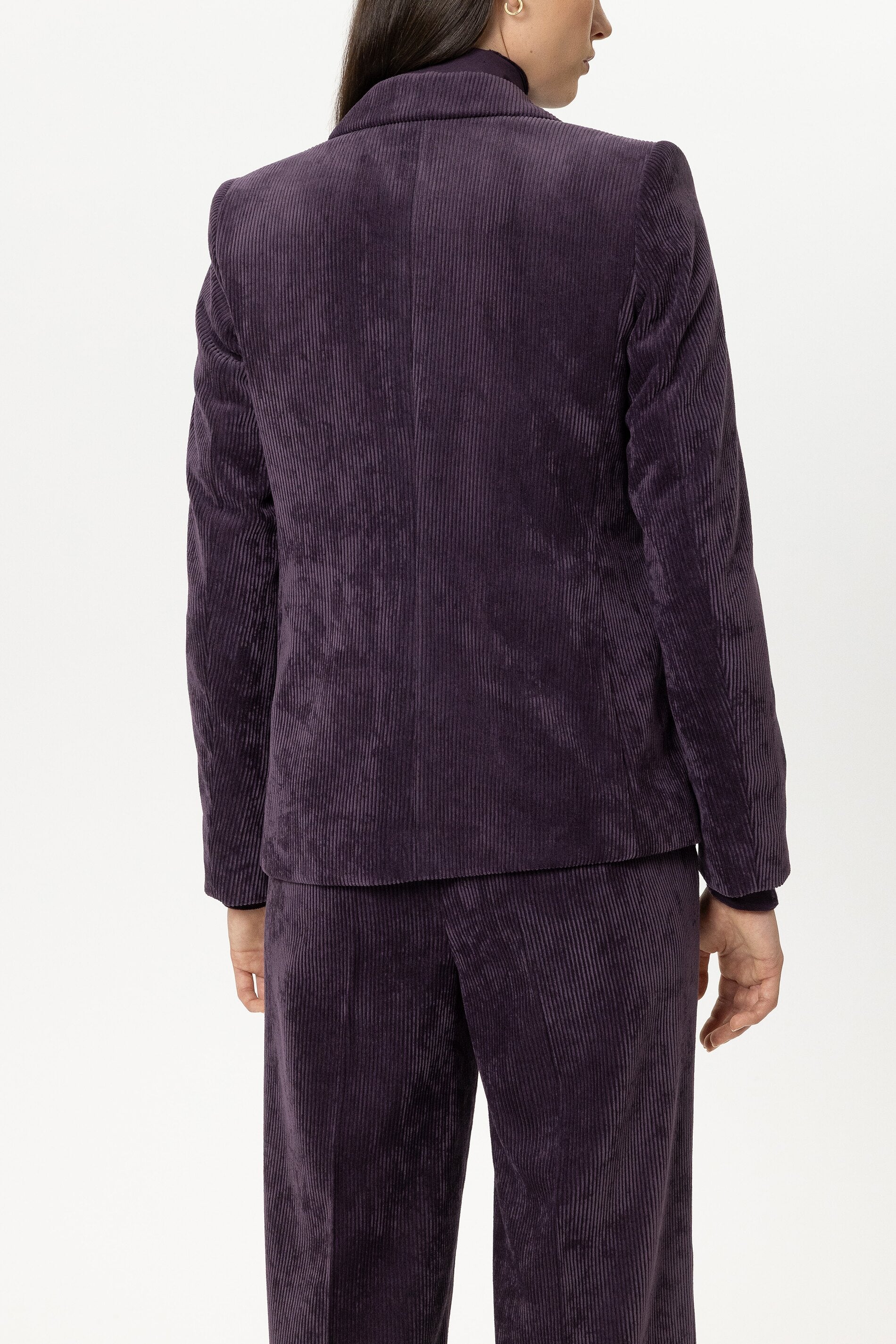 Cord-Ein-Knopf-Blazer - plum - Standard | Model Rück