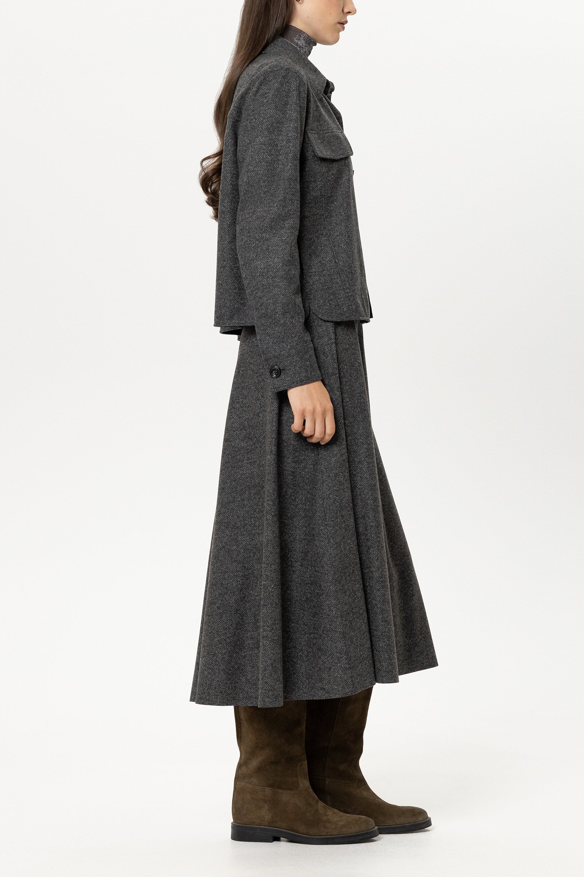 Hemd aus Punto-Milano - anthracite - Standard | Model Seite