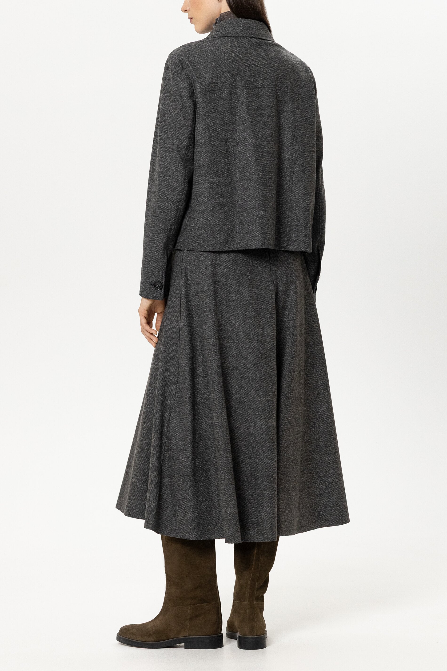 Hemd aus Punto-Milano - anthracite - Standard | Model Rück