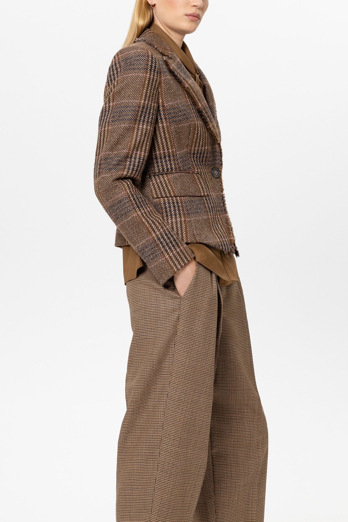 Karo-Ein-Knopf-Blazer - multi - Standard | Model Seite