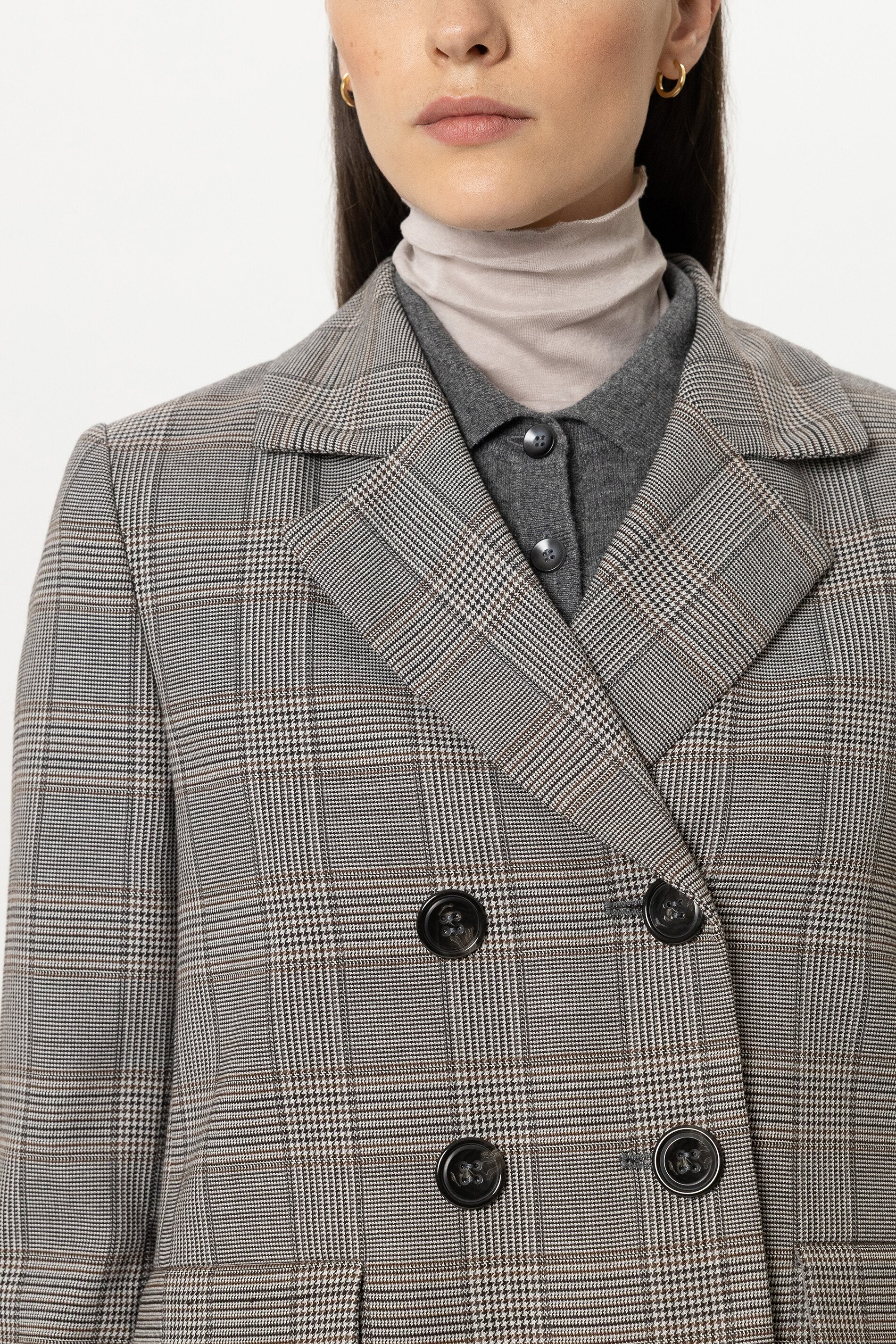 Karo-Blazer aus Woll-Mix - heather grey - Standard | Model Detail