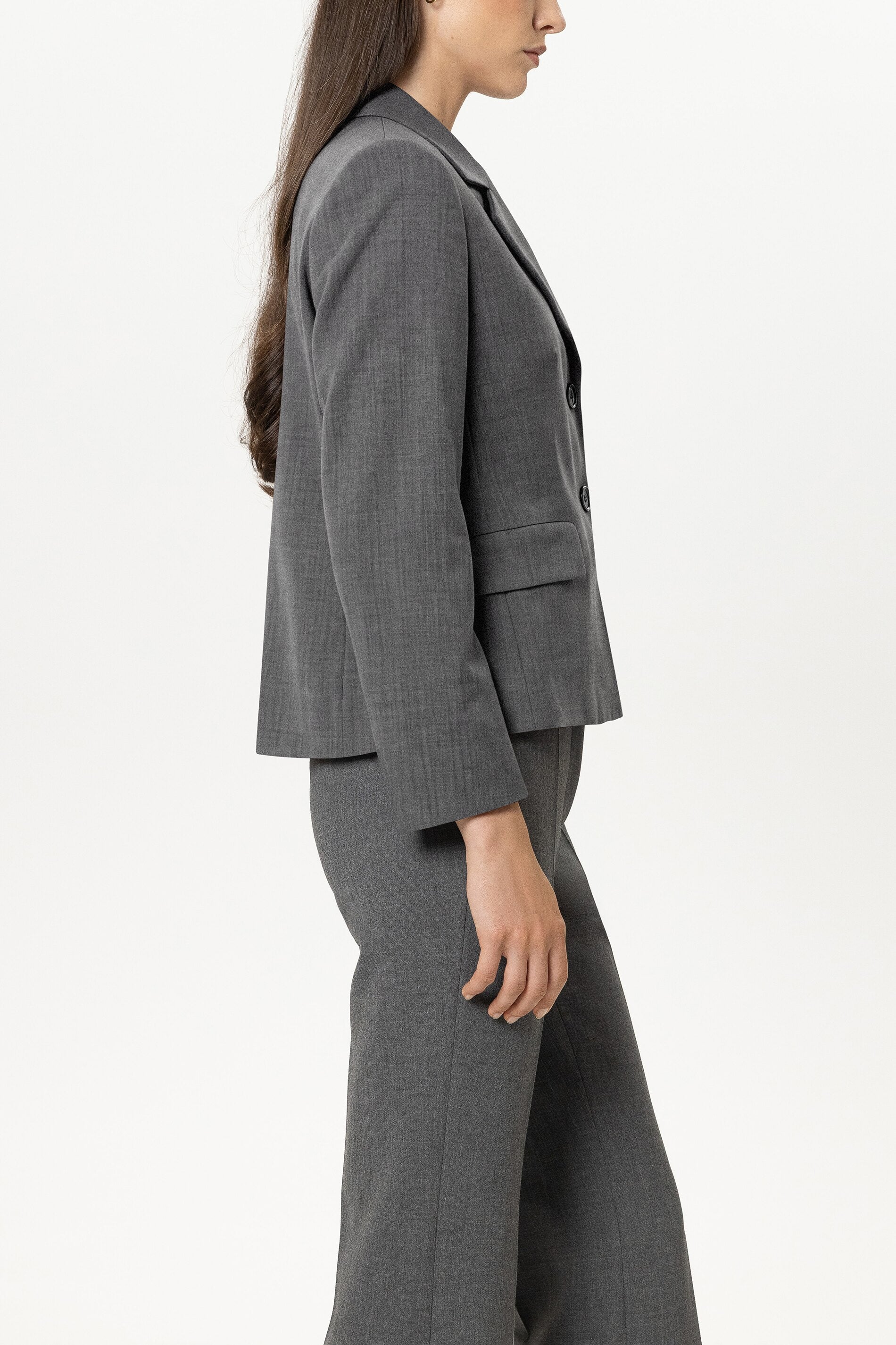 Zwei-Knopf-Blazer - heather grey - Standard | Model Seite
