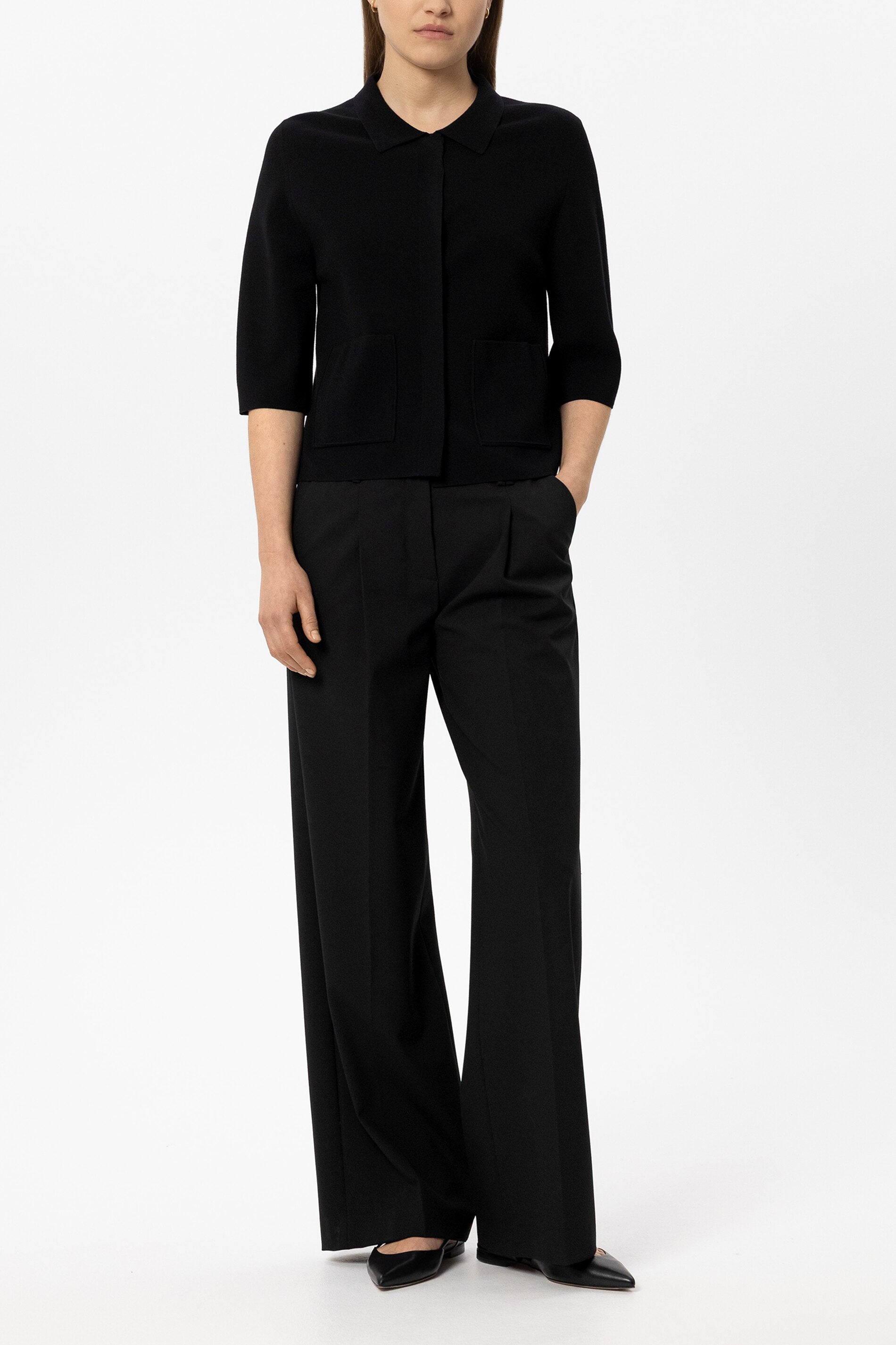 Feinstrick-Cardigan - black - Standard | Model Front