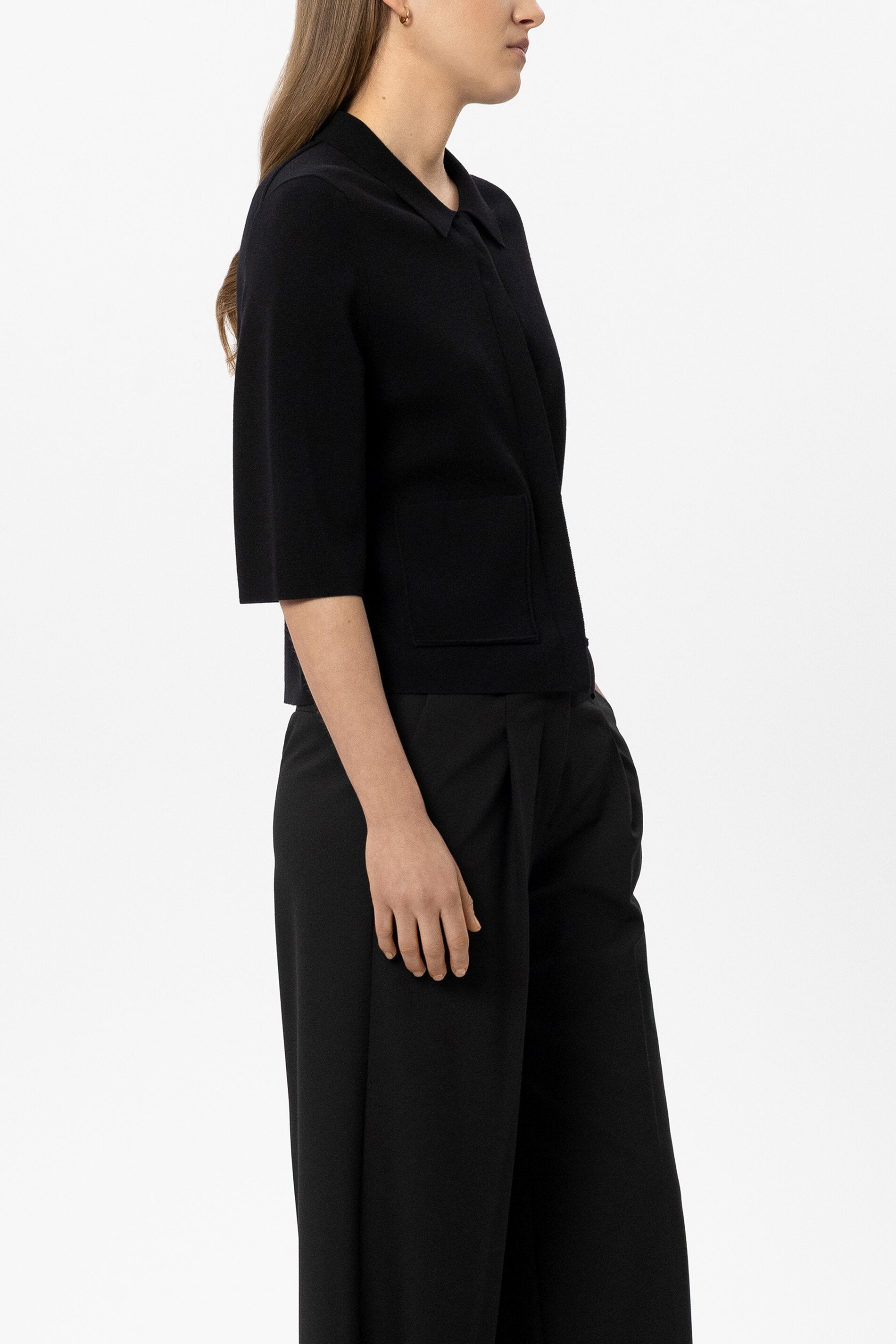 Feinstrick-Cardigan - black - Standard | Model Seite