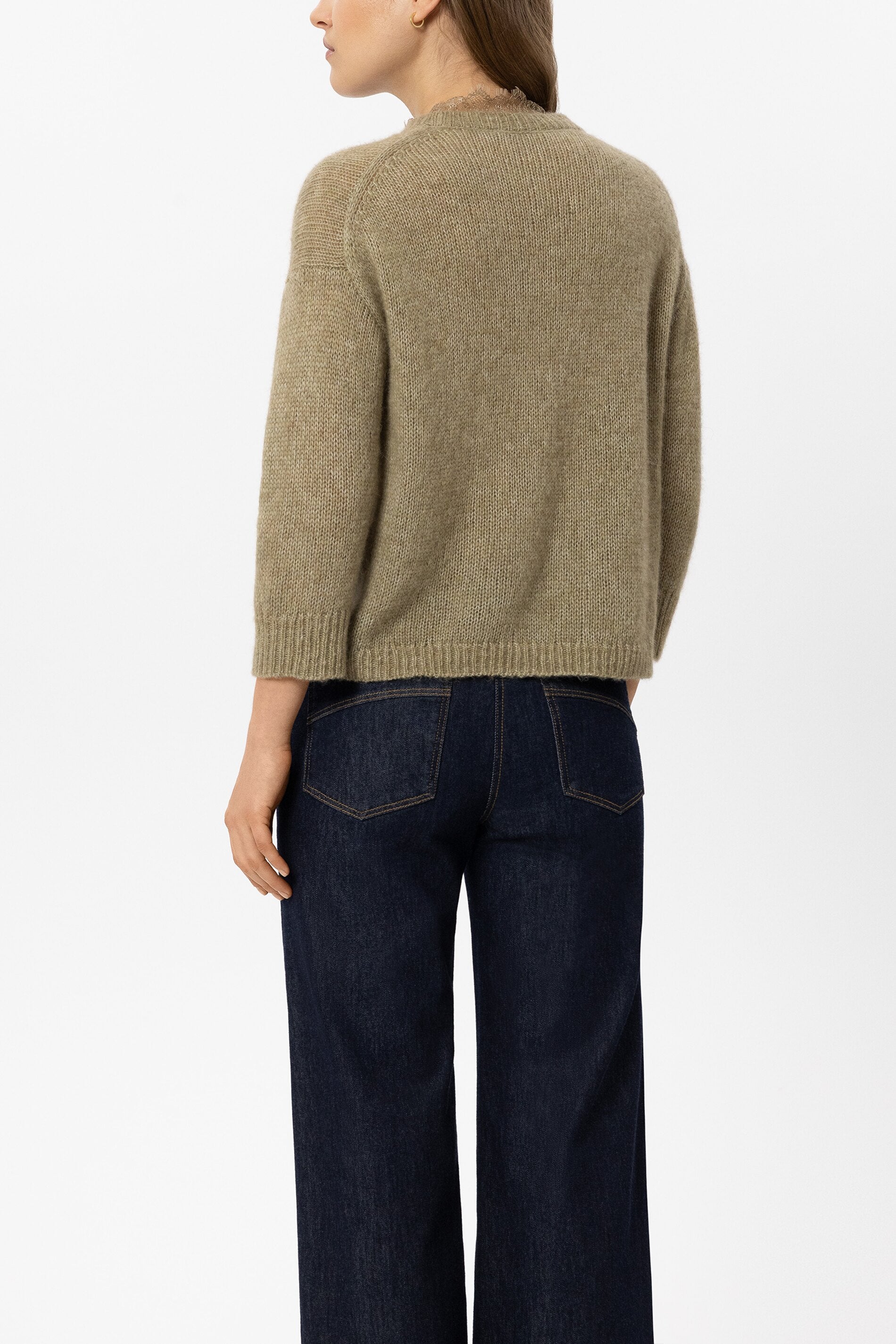 Cardigan aus Alpaka-Mix - salbei - Standard | Model Rück