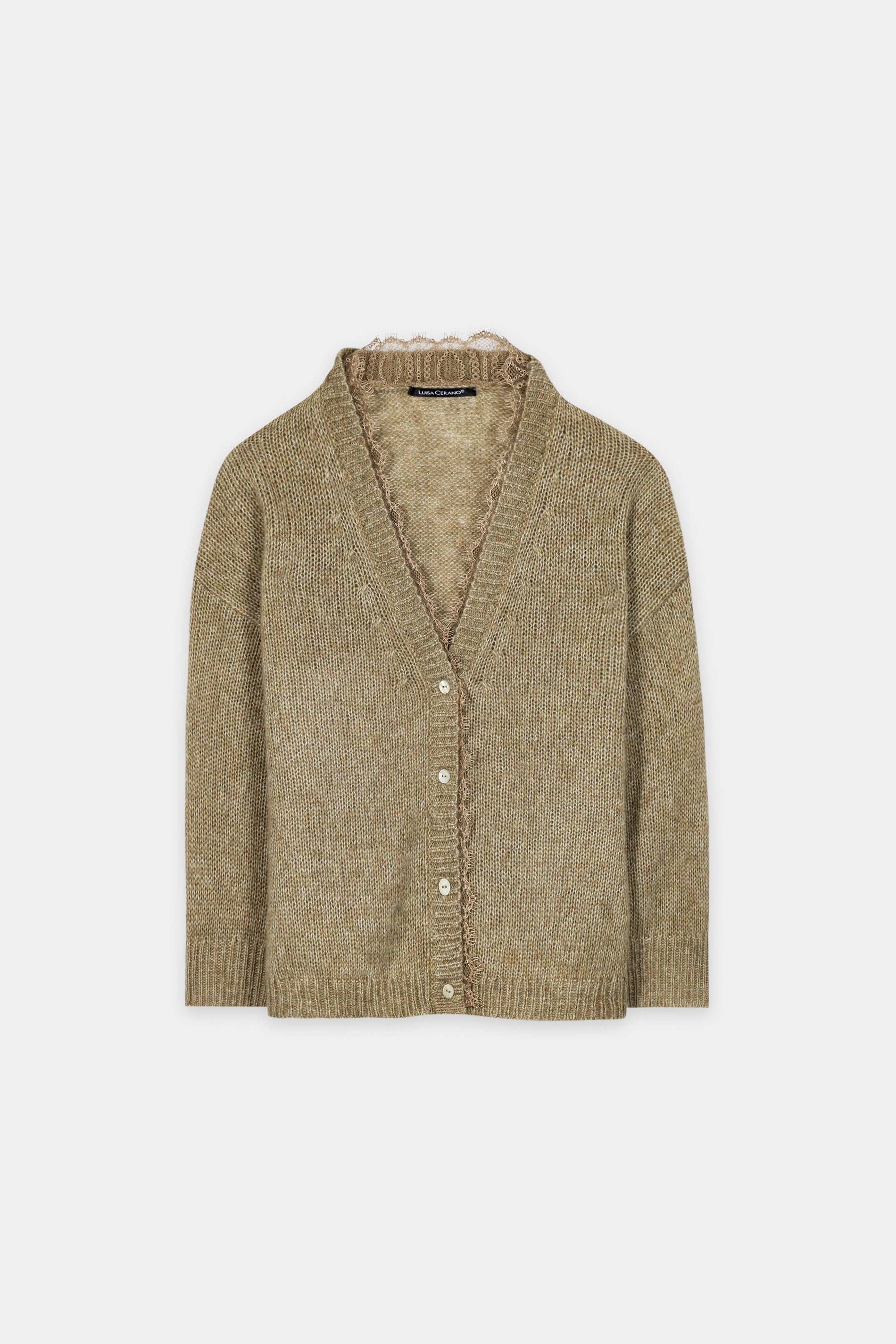 Cardigan aus Alpaka-Mix - salbei - Standard | Artikel Front