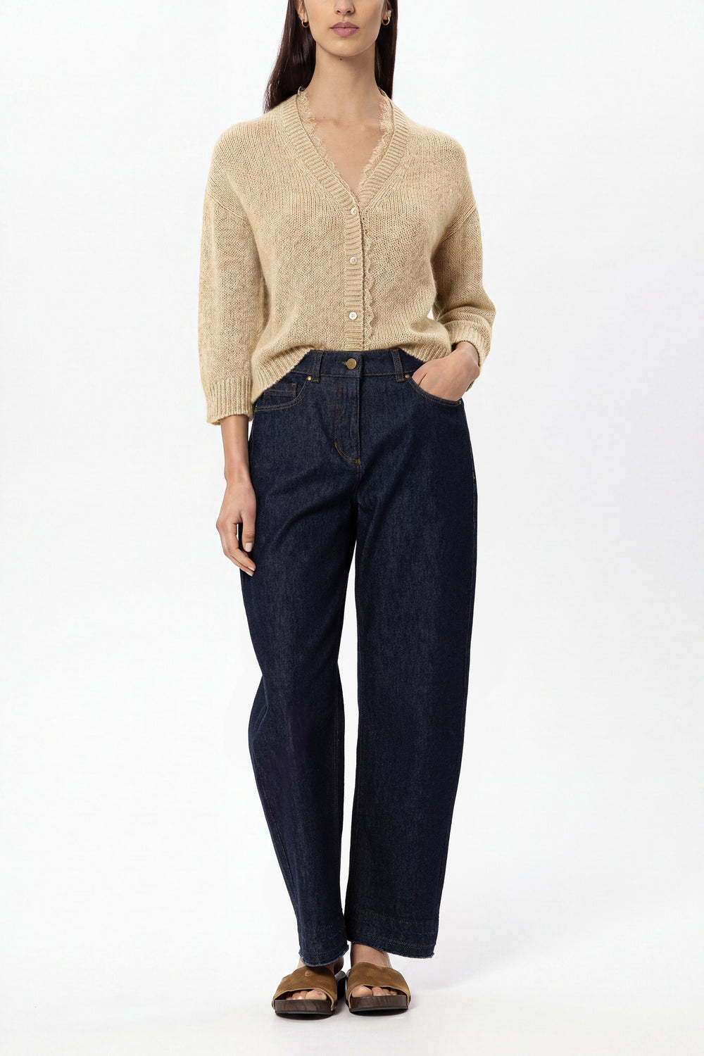 Cardigan en mélange alpaga - jaune beurre - Standard