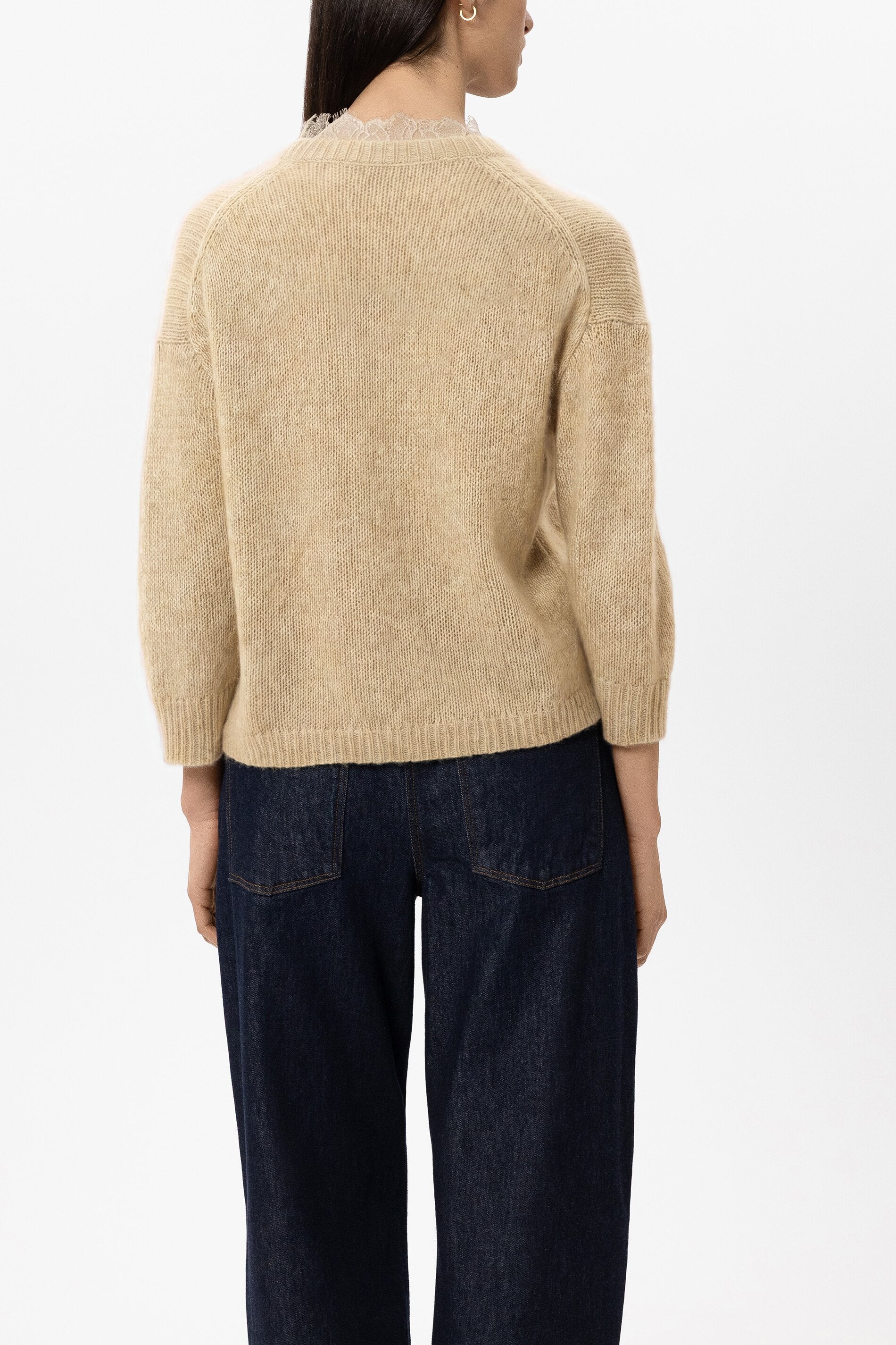 Cardigan aus Alpaka-Mix - butter yellow - Standard | Model Rück