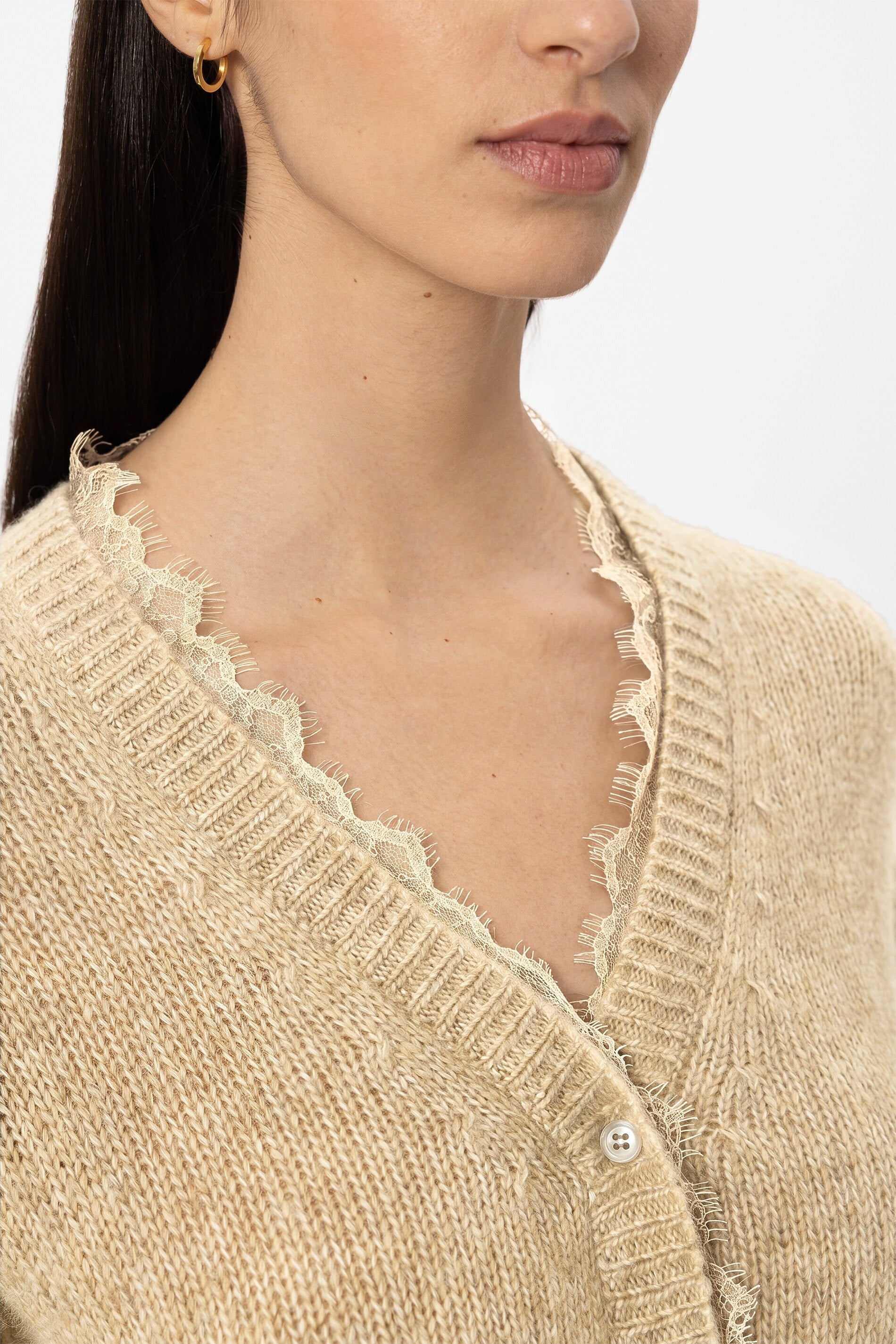 Cardigan aus Alpaka-Mix - butter yellow - Standard | Model Detail