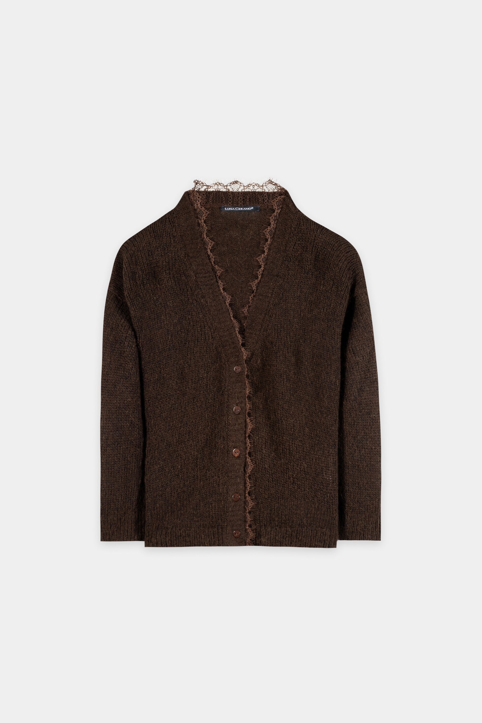 Cardigan aus Alpaka-Mix - marone - Standard | Artikel Front