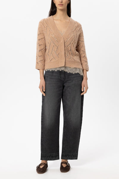 Cardigan aus Alpaka-Mix - cappuccino - Standard