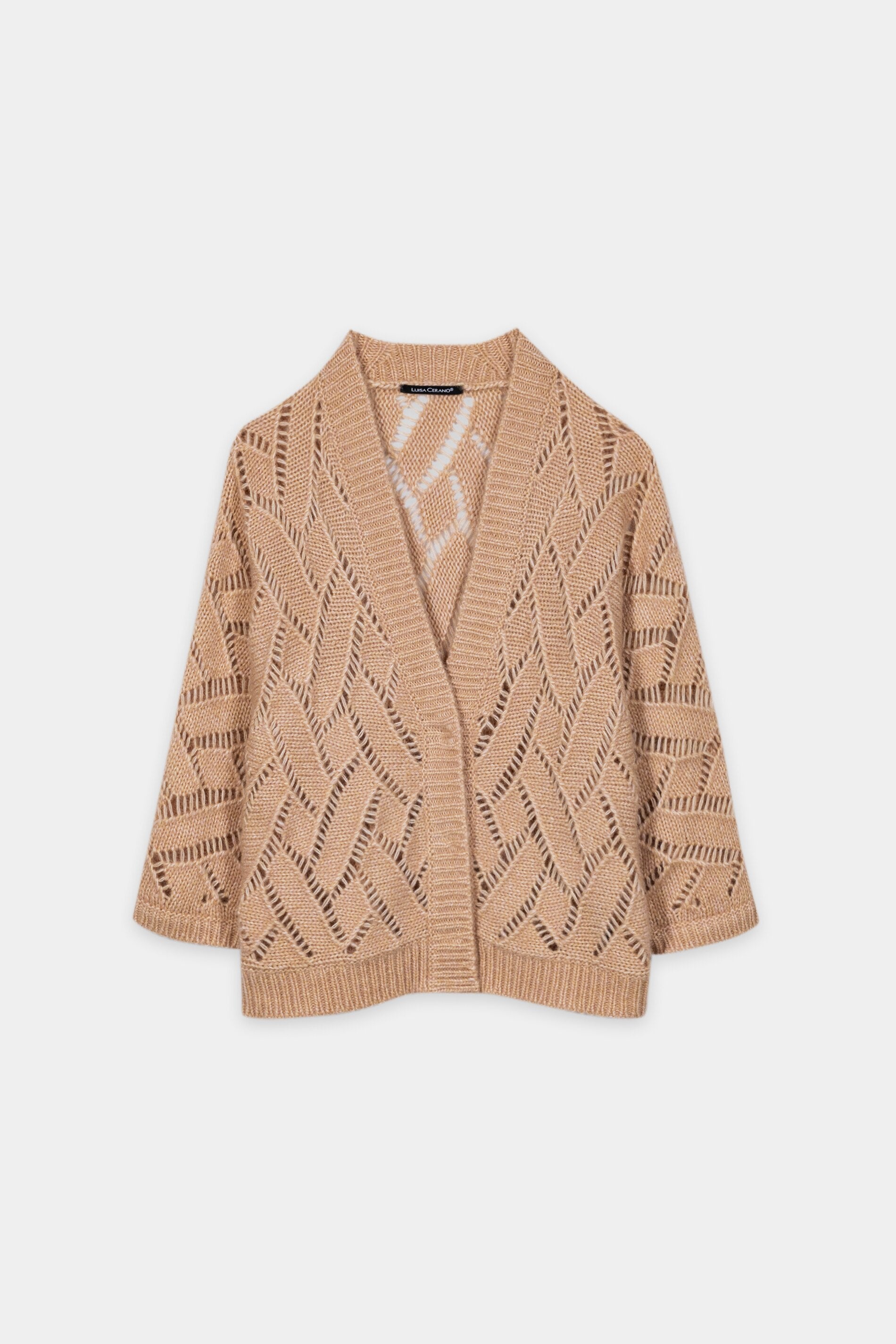 Cardigan aus Alpaka-Mix - cappuccino - Standard | Artikel Front