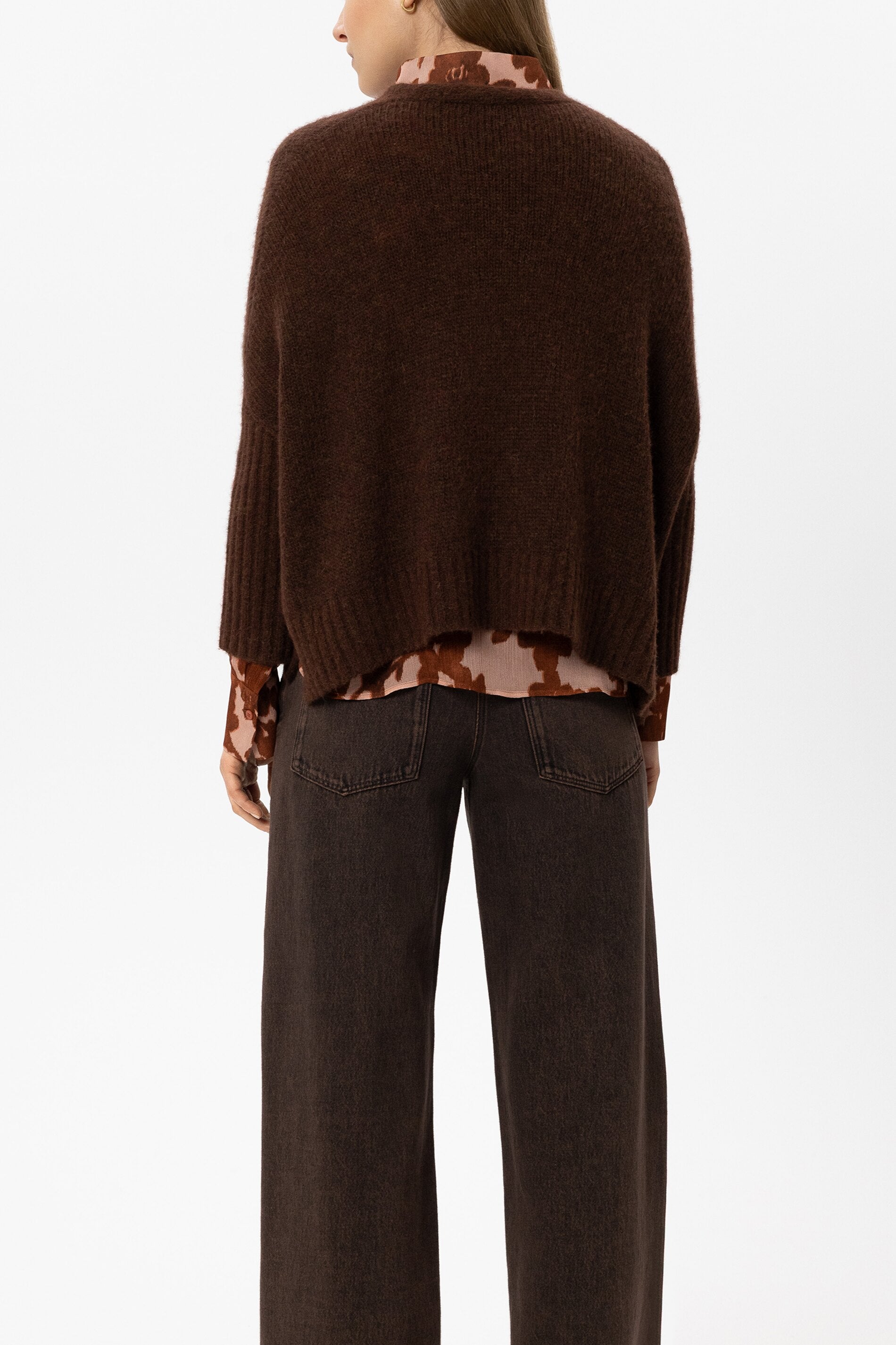 Alpaca blend cape cardigan - maroon - Standard