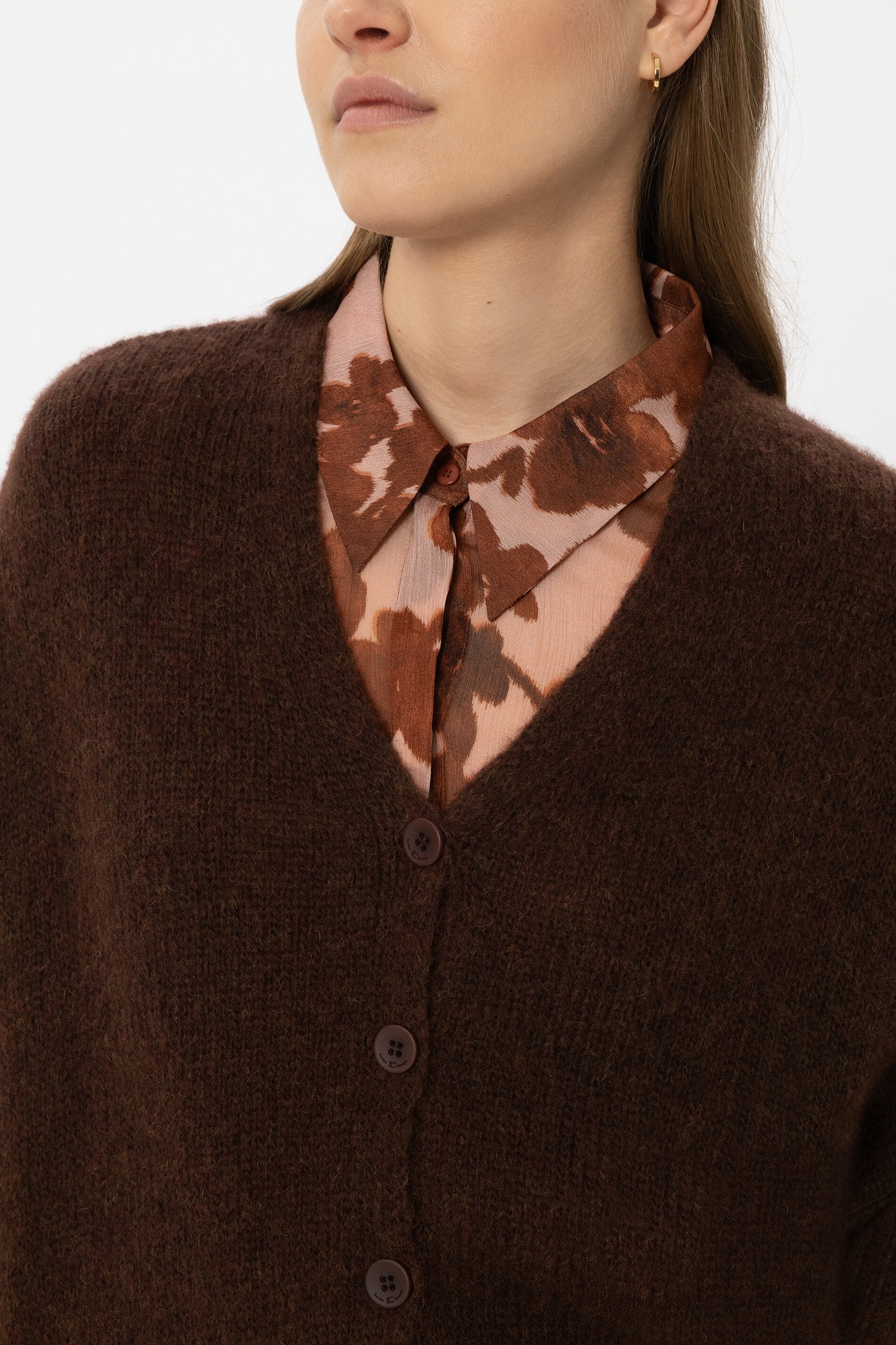 Alpaca blend cape cardigan - maroon - Standard