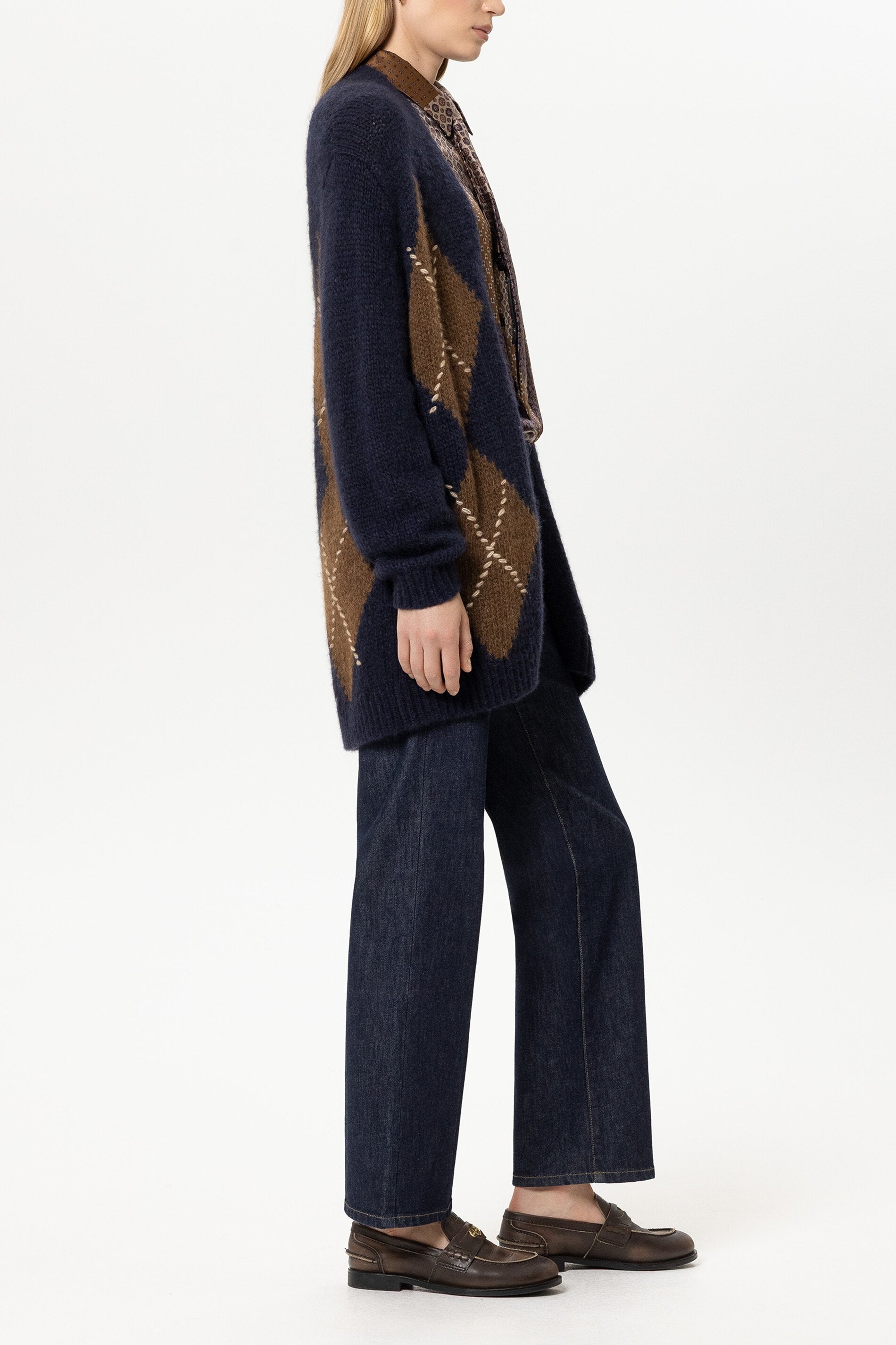 Alpaka-Mix-Cardigan mit Muster - multi - Standard | Model Seite