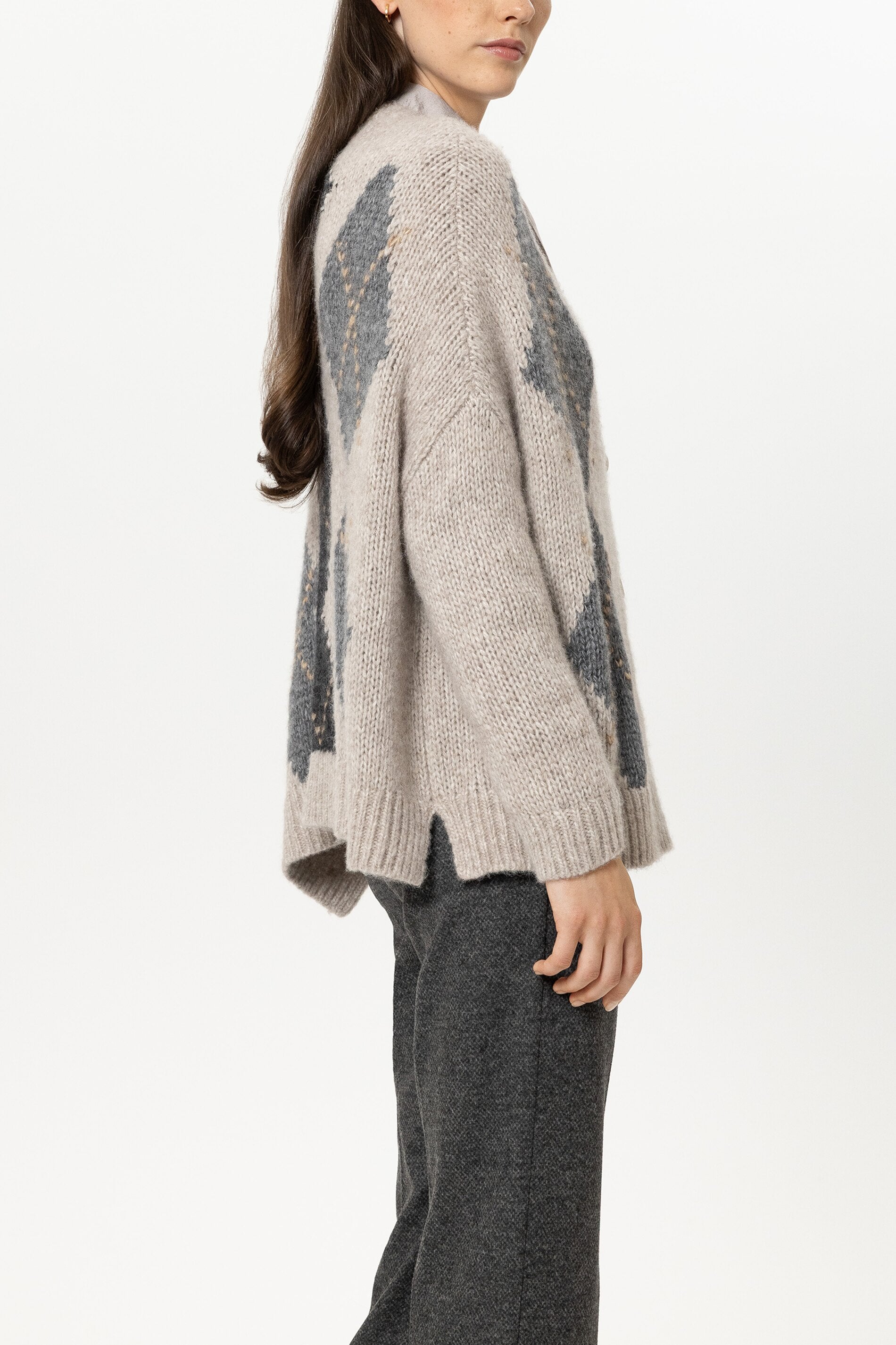 Alpaka-Mix-Cardigan mit Muster - multi - Standard | Model Seite