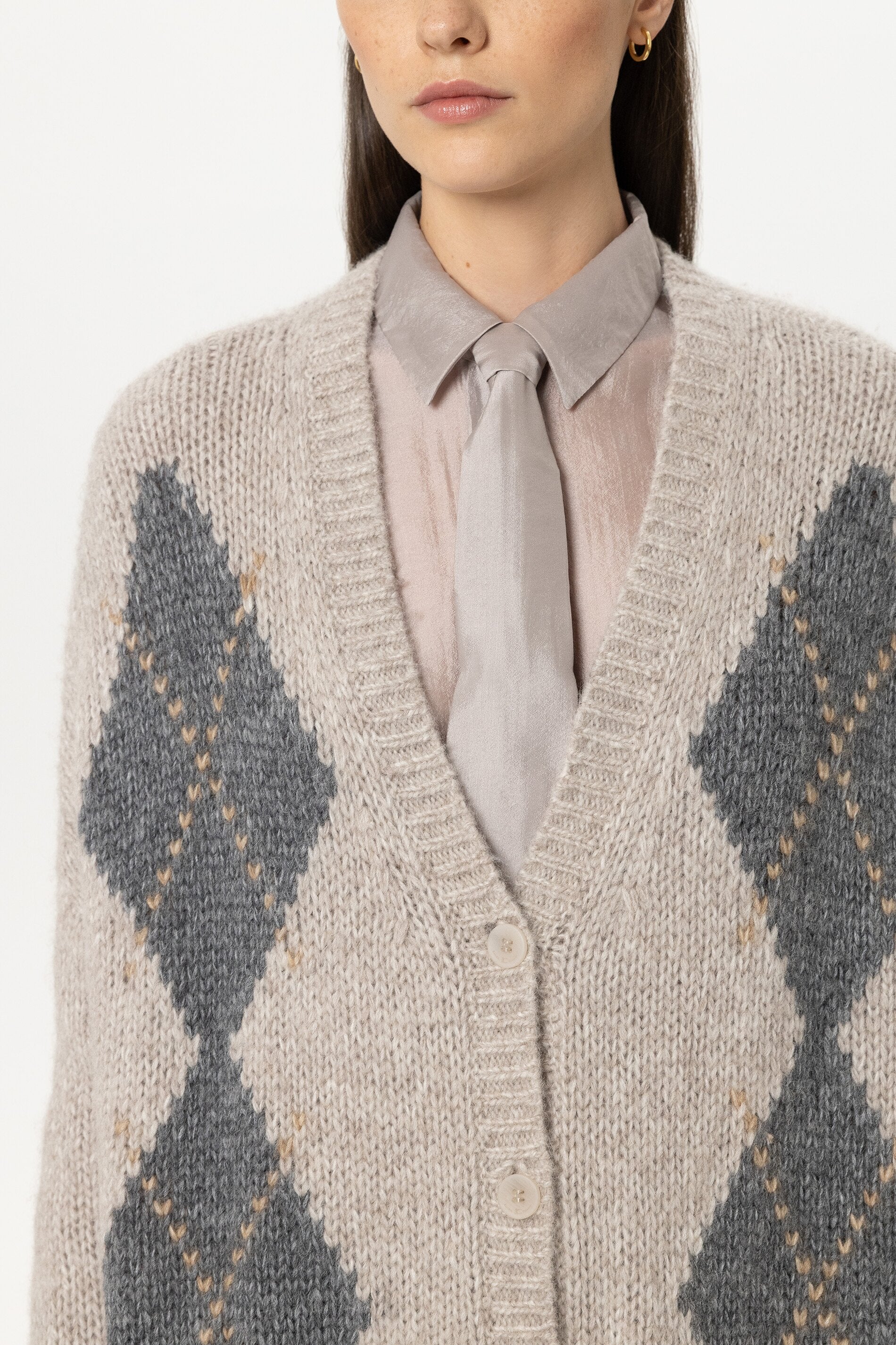 Alpaka-Mix-Cardigan mit Muster - multi - Standard | Model Detail