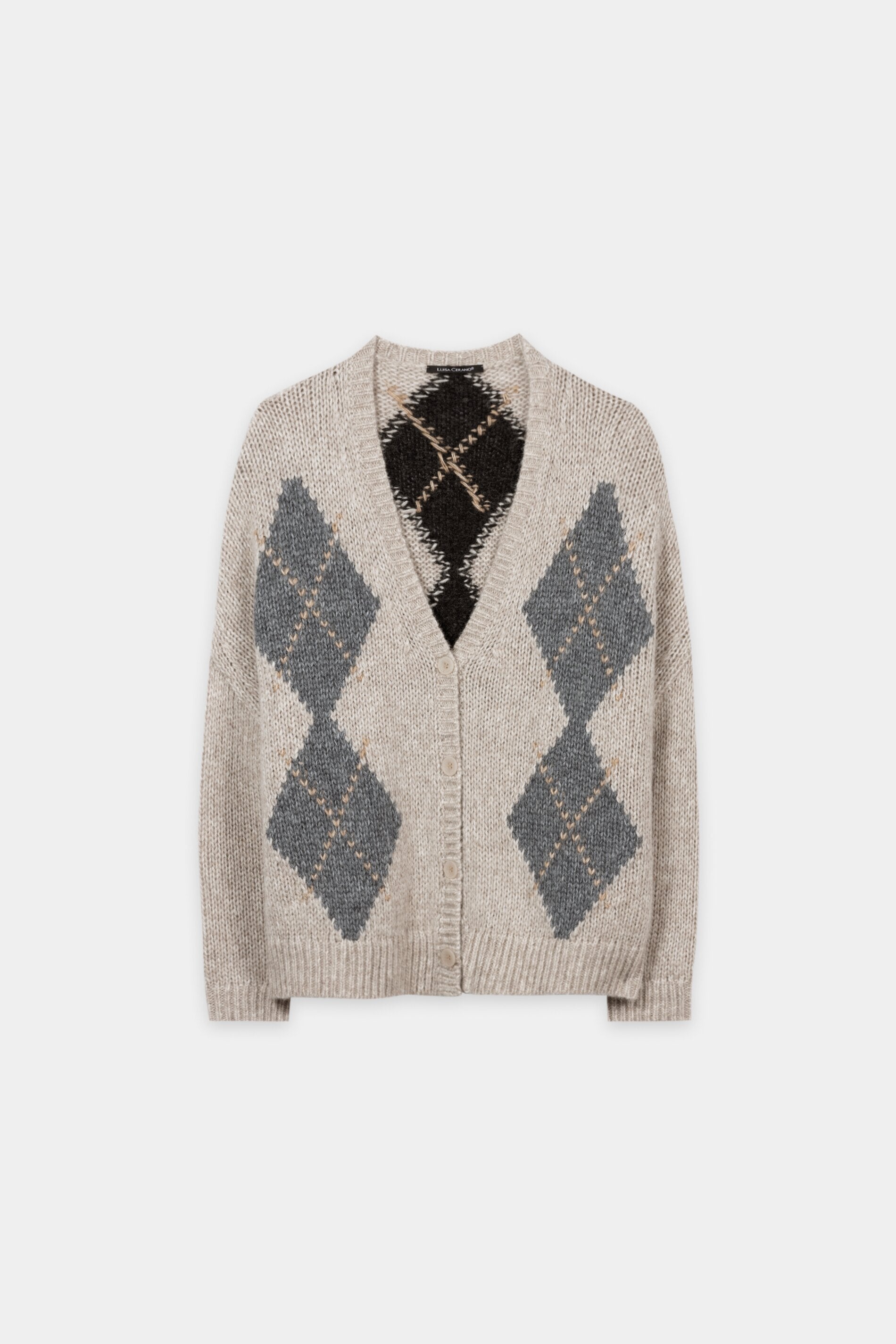Alpaka-Mix-Cardigan mit Muster - multi - Standard | Artikel Front