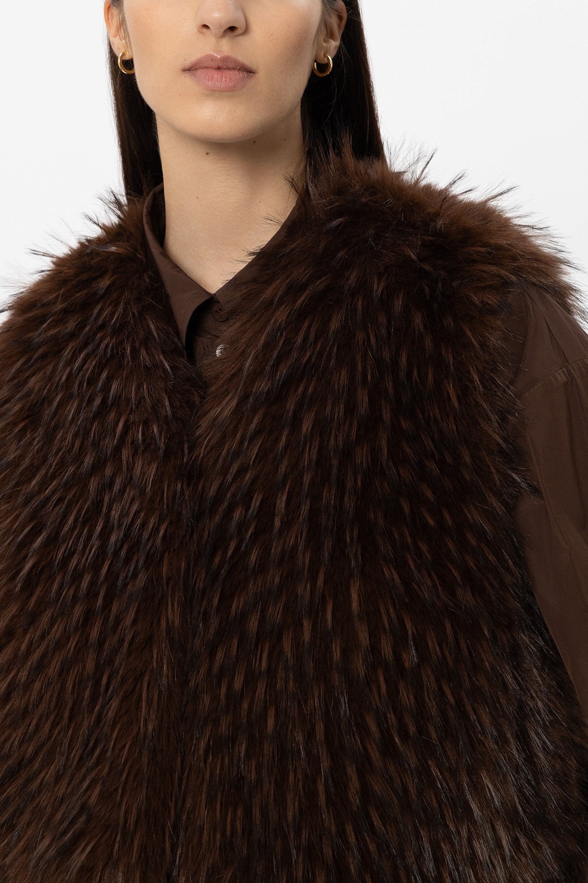 Boho-Weste in Fell-Optik - marone - Standard | Model Detail
