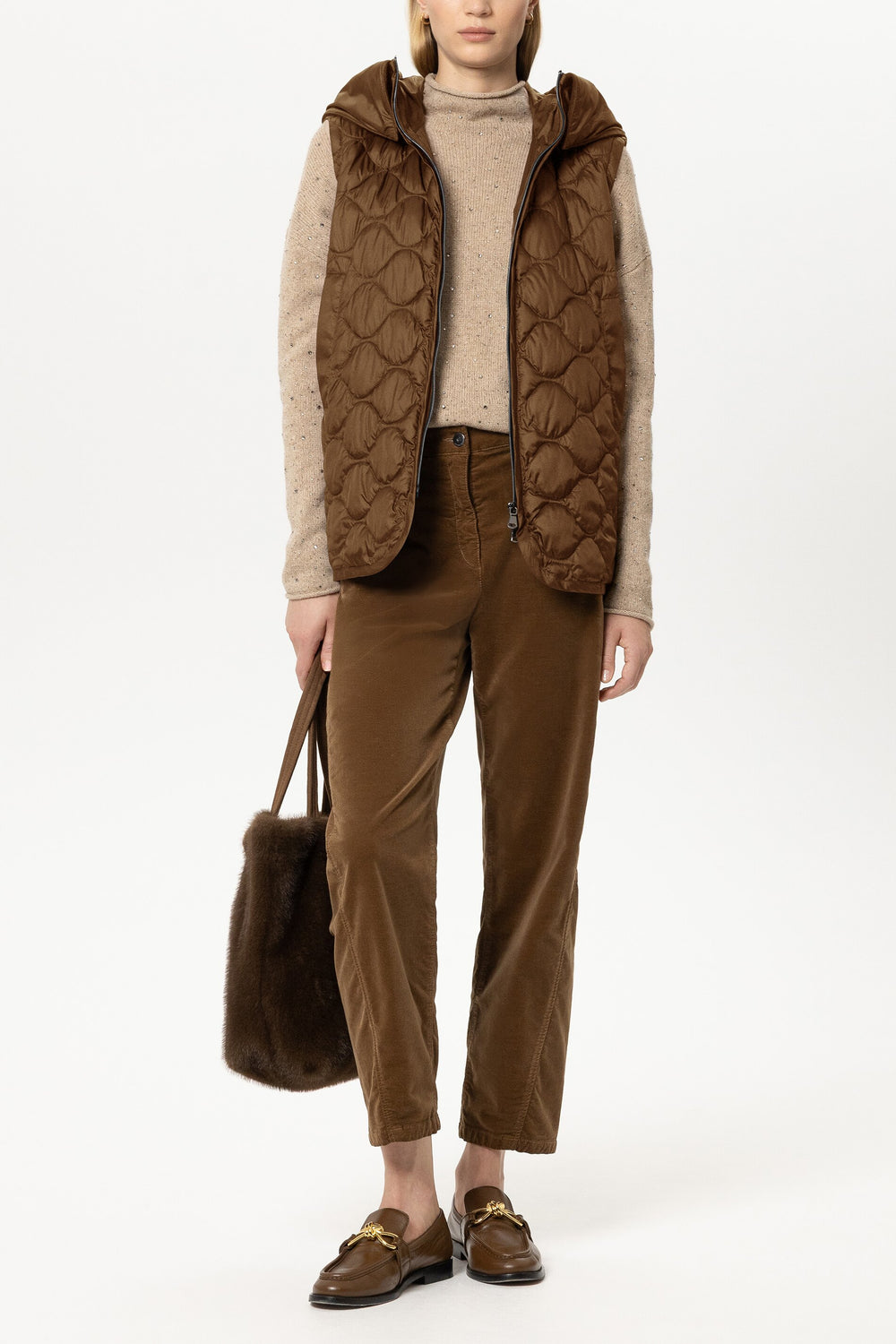 Daunen-Outdoorweste - caramel - Standard