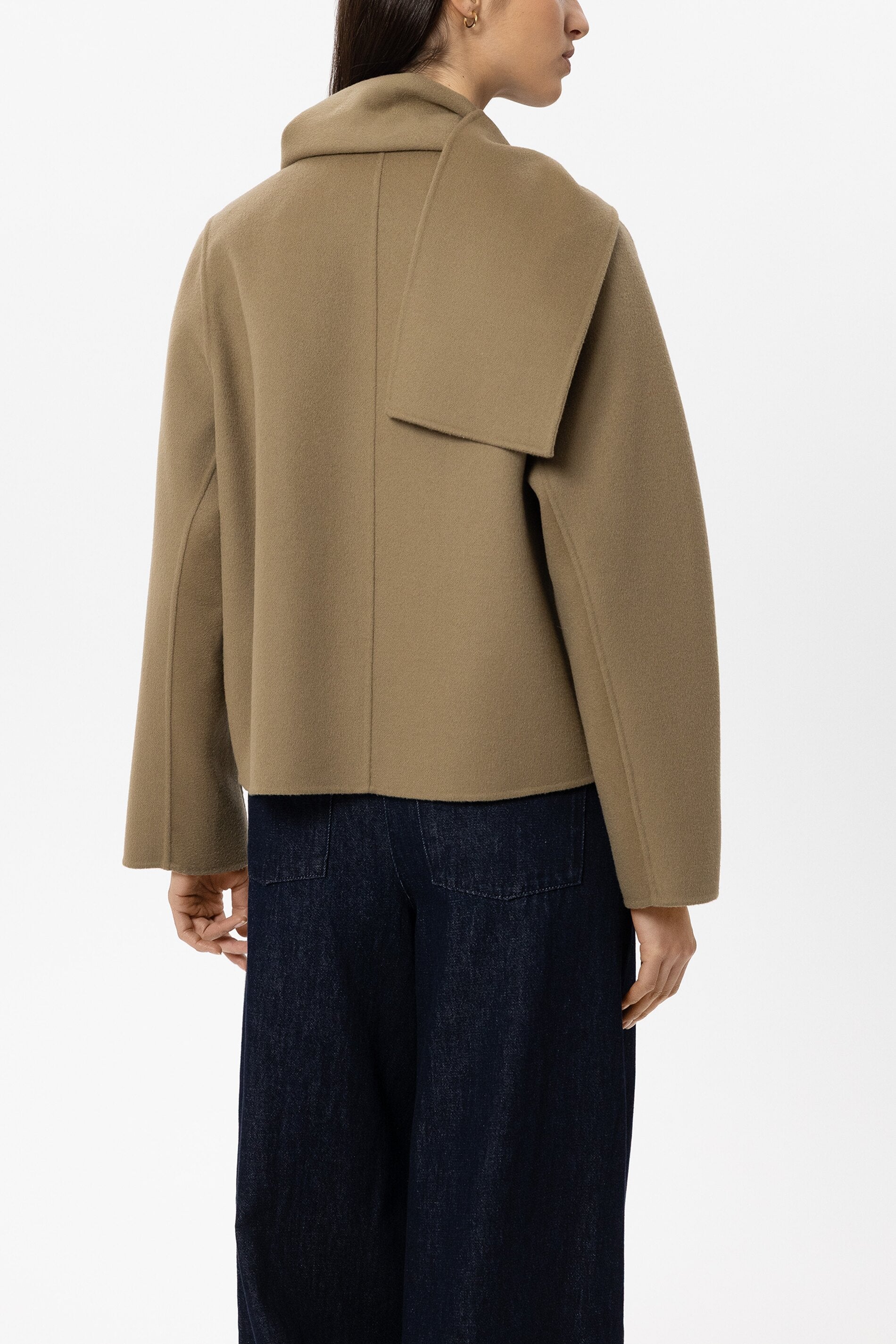 YENN】キャメル DOUBLE FACE CAPE JACKET Double-Face Wool Coat in