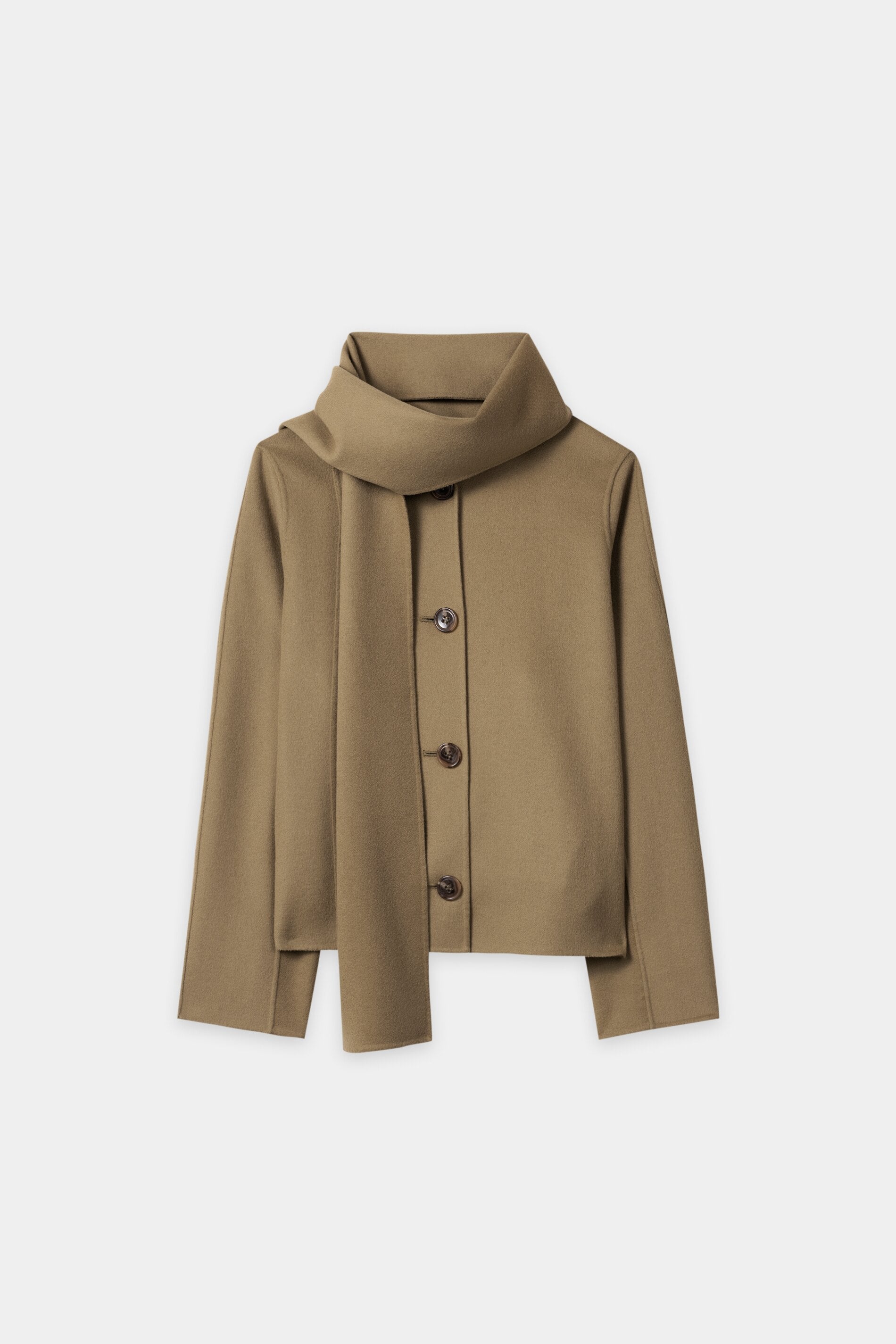 Doubleface-Jacke mit Schal - salbei - Standard | Artikel Front