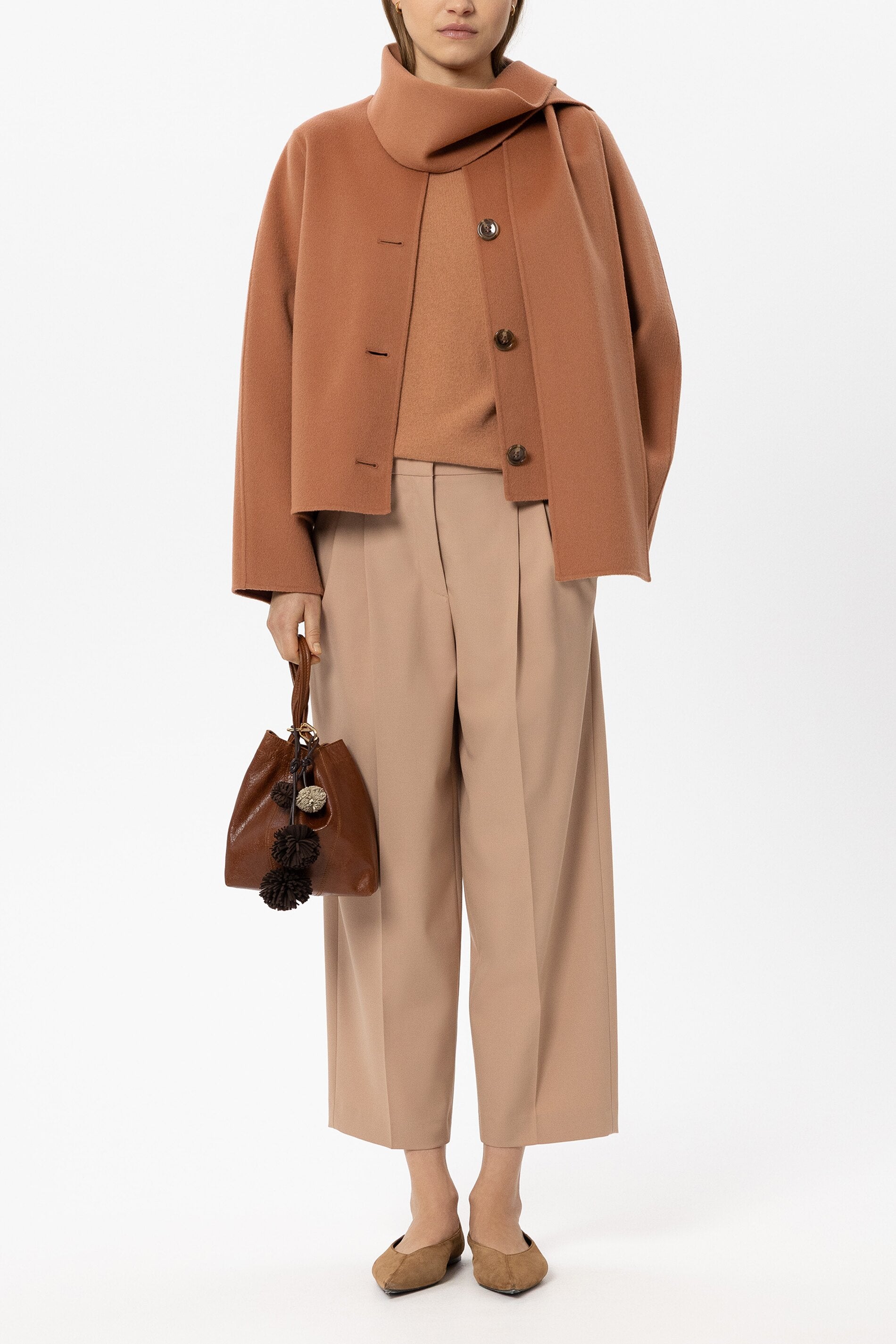 Doubleface-Jacke mit Schal - brick - Standard | Model Front
