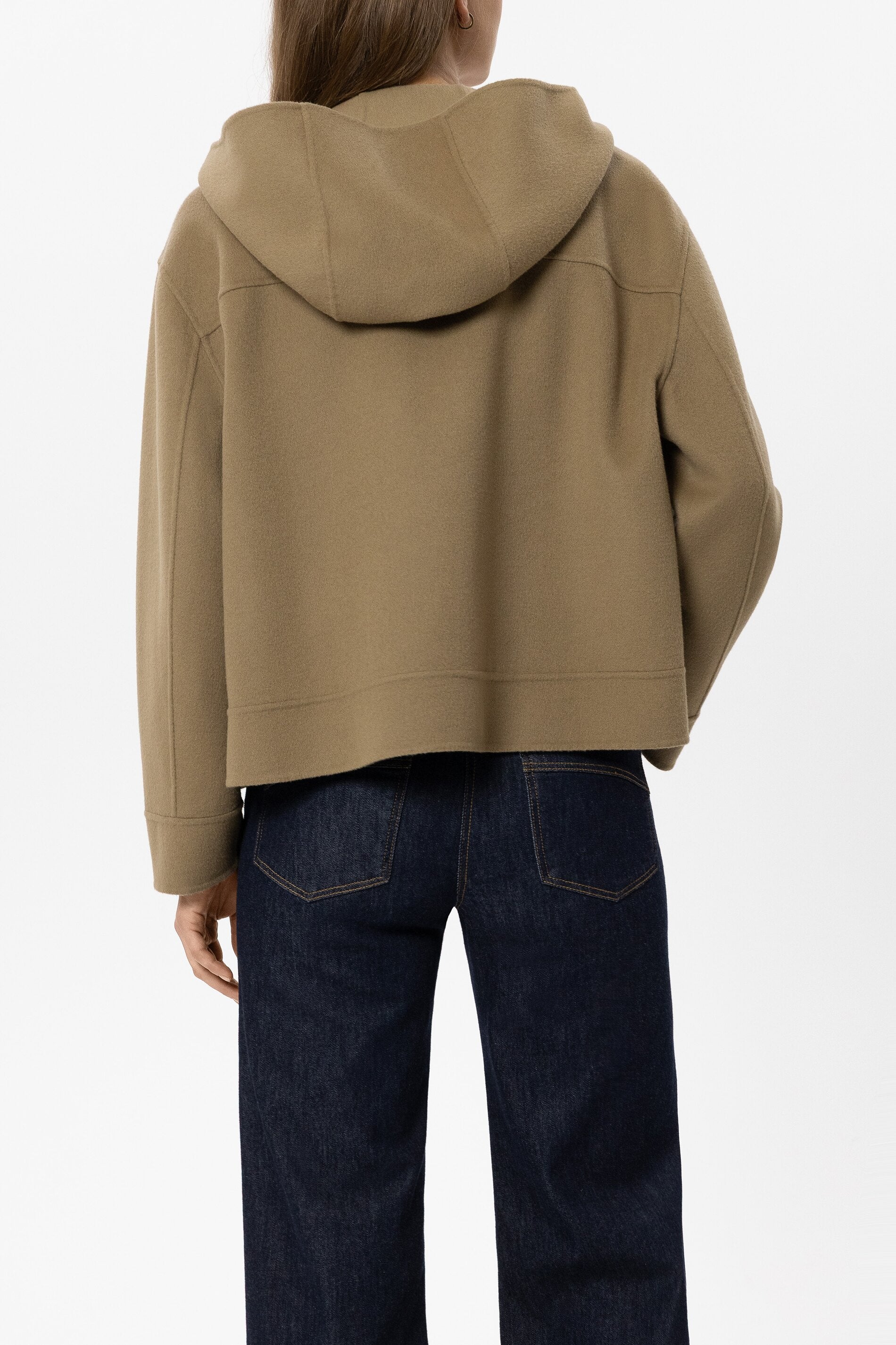 Doubleface-Jacke mit Kapuze - salbei - Standard | Model Rück