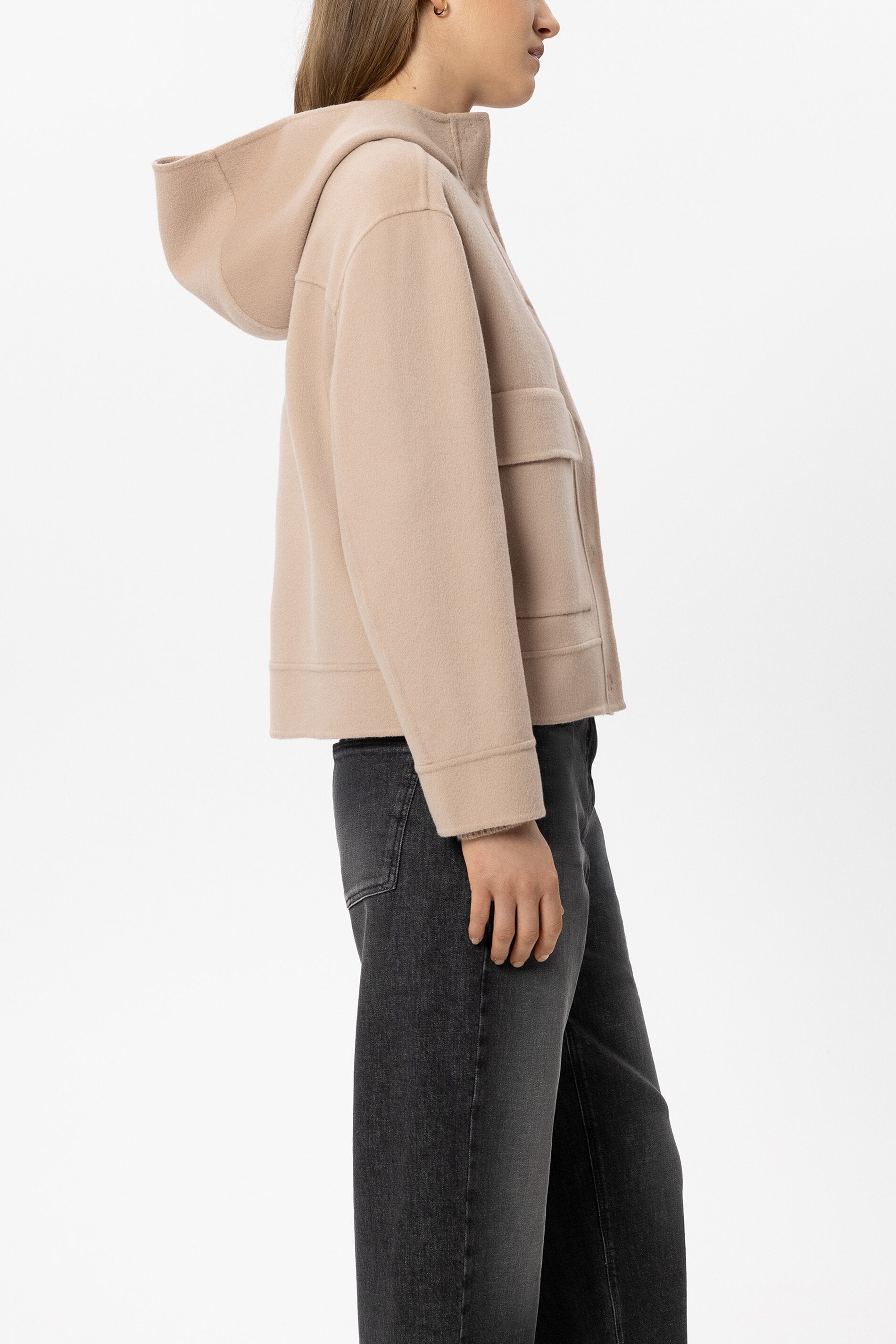 Doubleface-Jacke mit Kapuze - cappuccino - Standard | Model Seite
