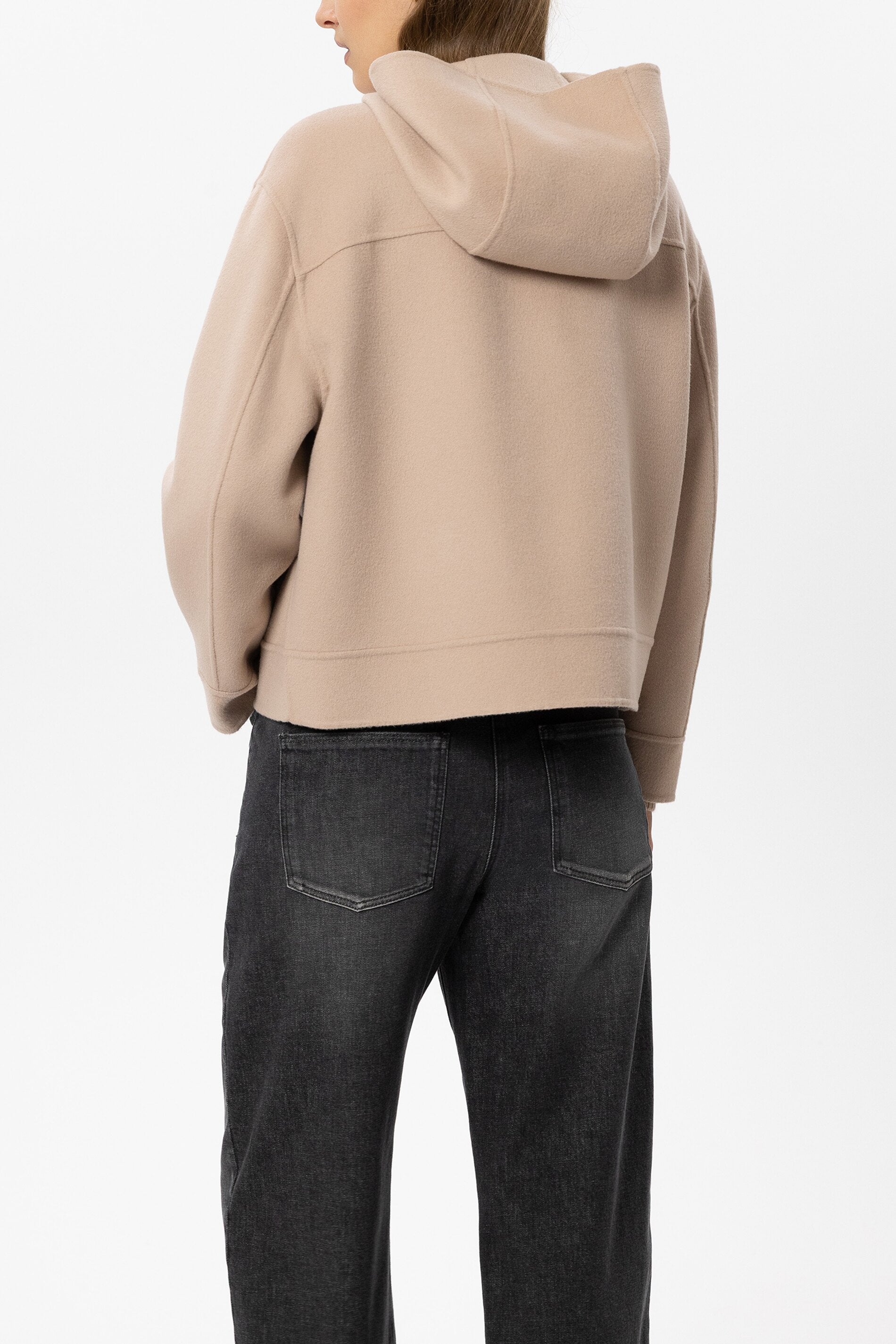 Doubleface-Jacke mit Kapuze - cappuccino - Standard | Model Rück