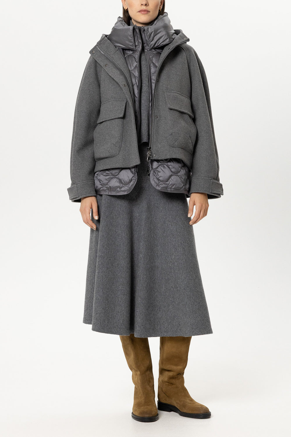 Outdoorjacke aus Woll-Mix - heather grey - Standard