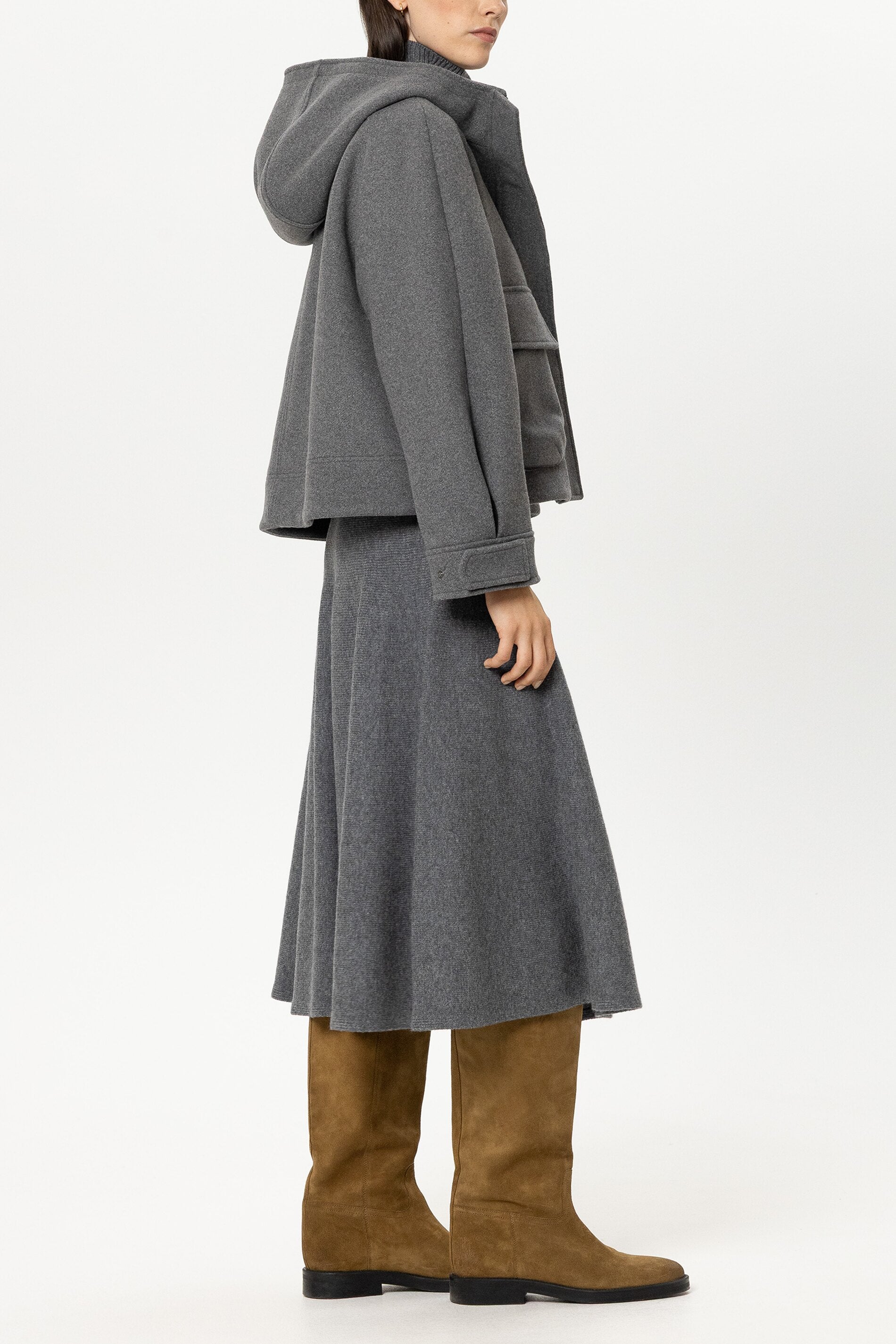 Outdoorjacke aus Woll-Mix - heather grey - Standard | Model Seite